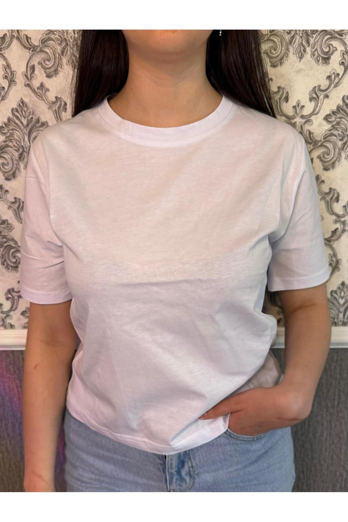 LASVİKA kadın %100 organik pamuk yuvarlak yaka tshirt