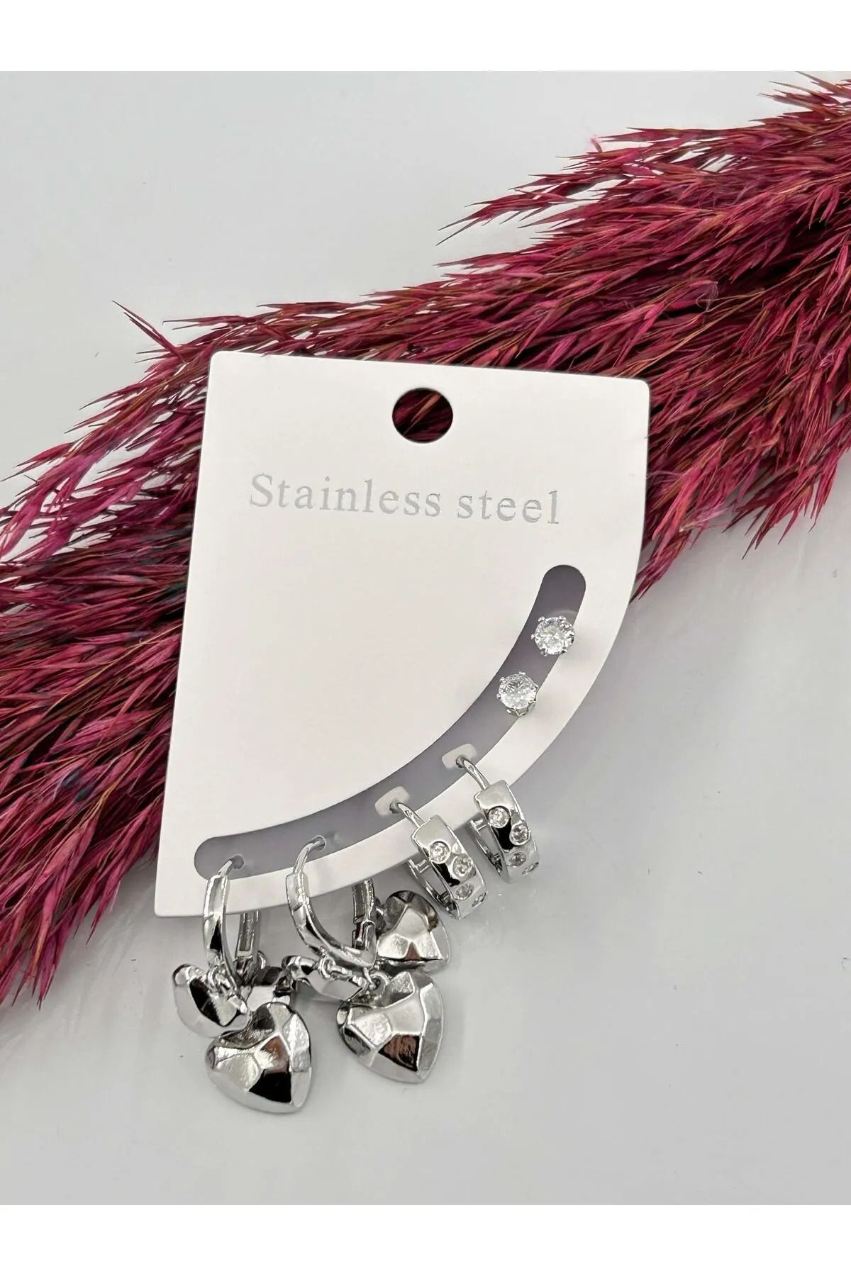 LAVİNYAMJEWELLERY KÜPE - 3179 ÇELİK KÜPE GÜMÜŞ RENK 316L