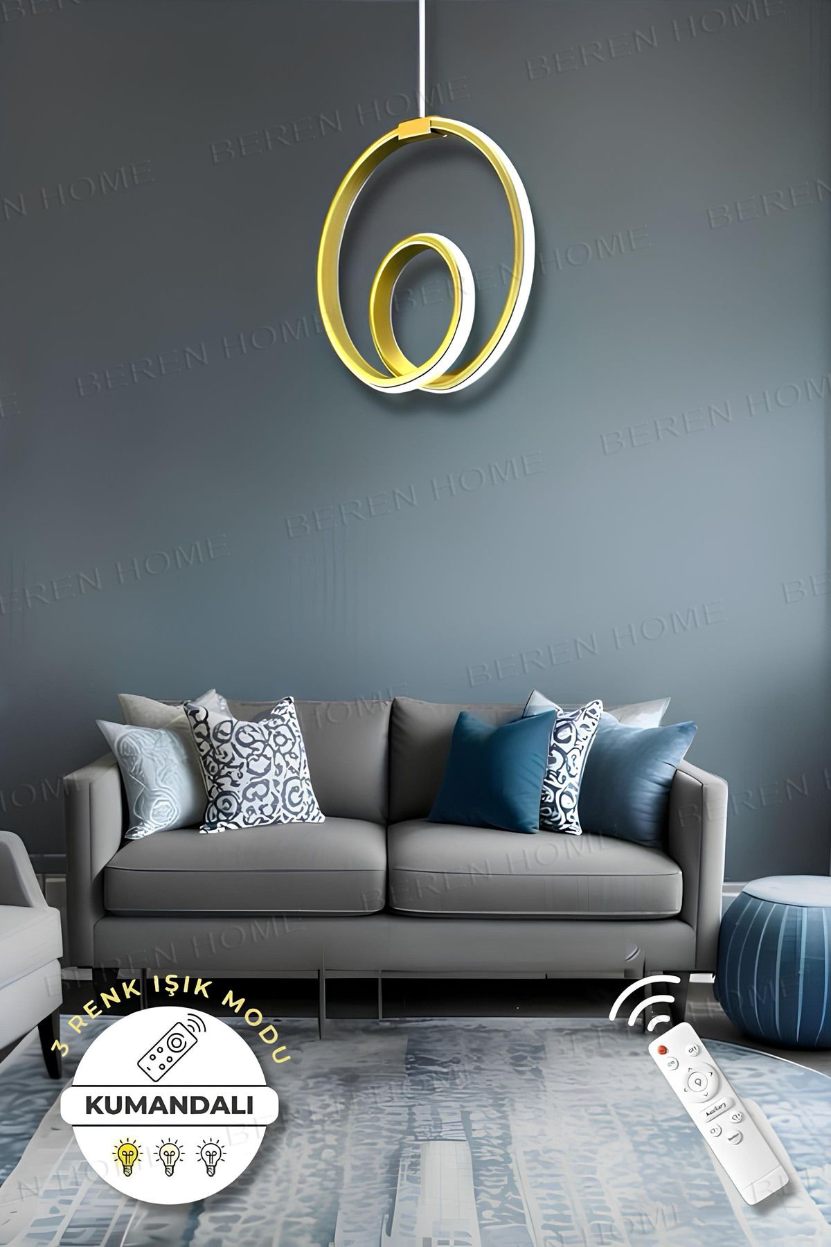 BEREN HOME Perla Eskitme Kumandalı 3 Renk Modern Sarkıt Led Avize