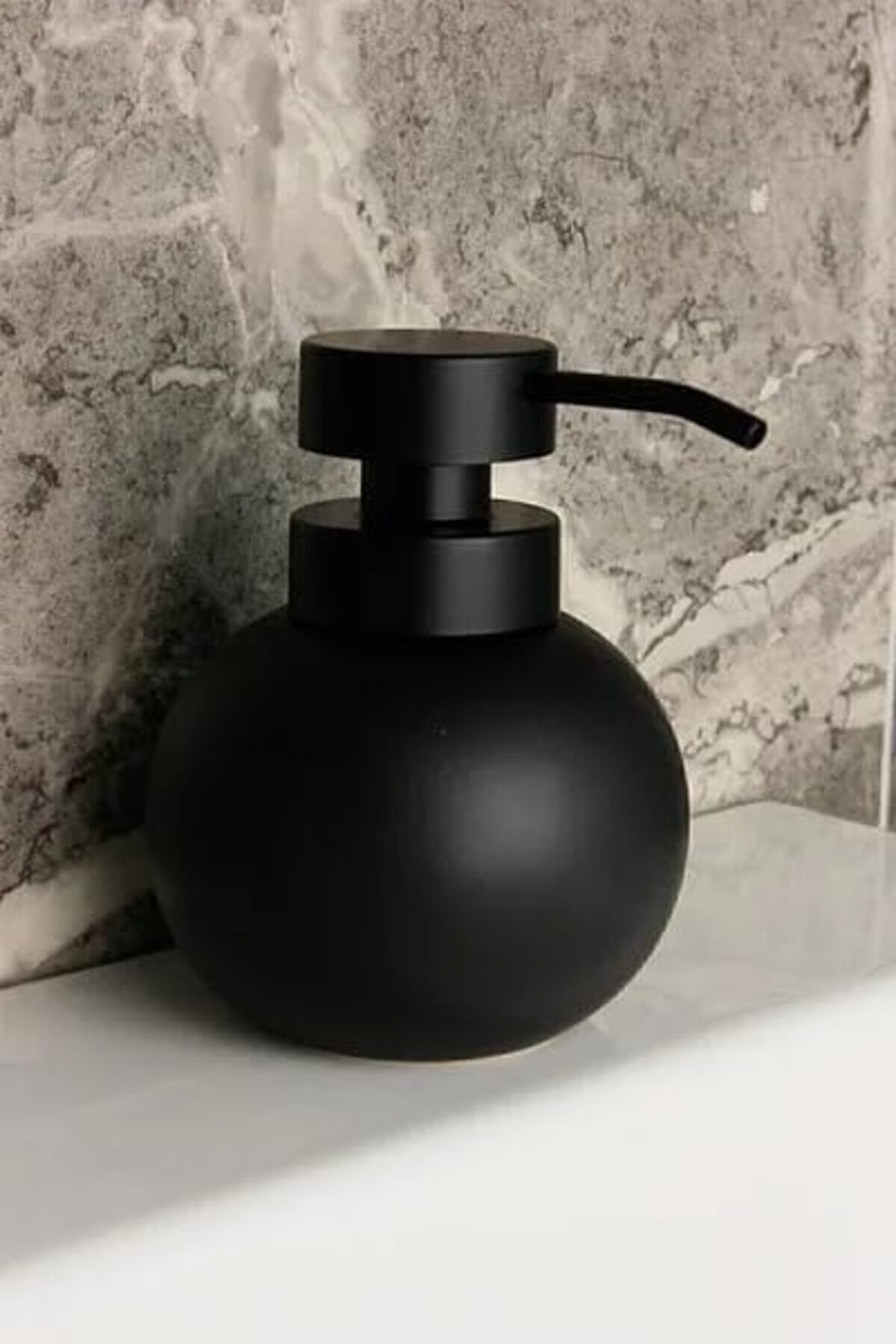 STOREMAX-SRT Group - Dozator de săpun lichid de lux Chubby din gresie, dozator de detergent cu ​​cap negru, baie și bucătărie 1