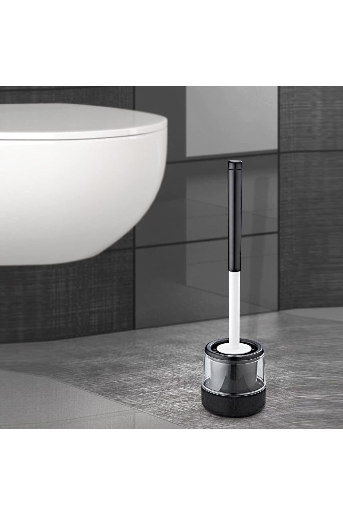 STOREMAX Akrilik Kapaklı Silikon Yuvarlak WC Fırçası, Silikon WC Fırçası, Silikon Tuvalet Fırçası