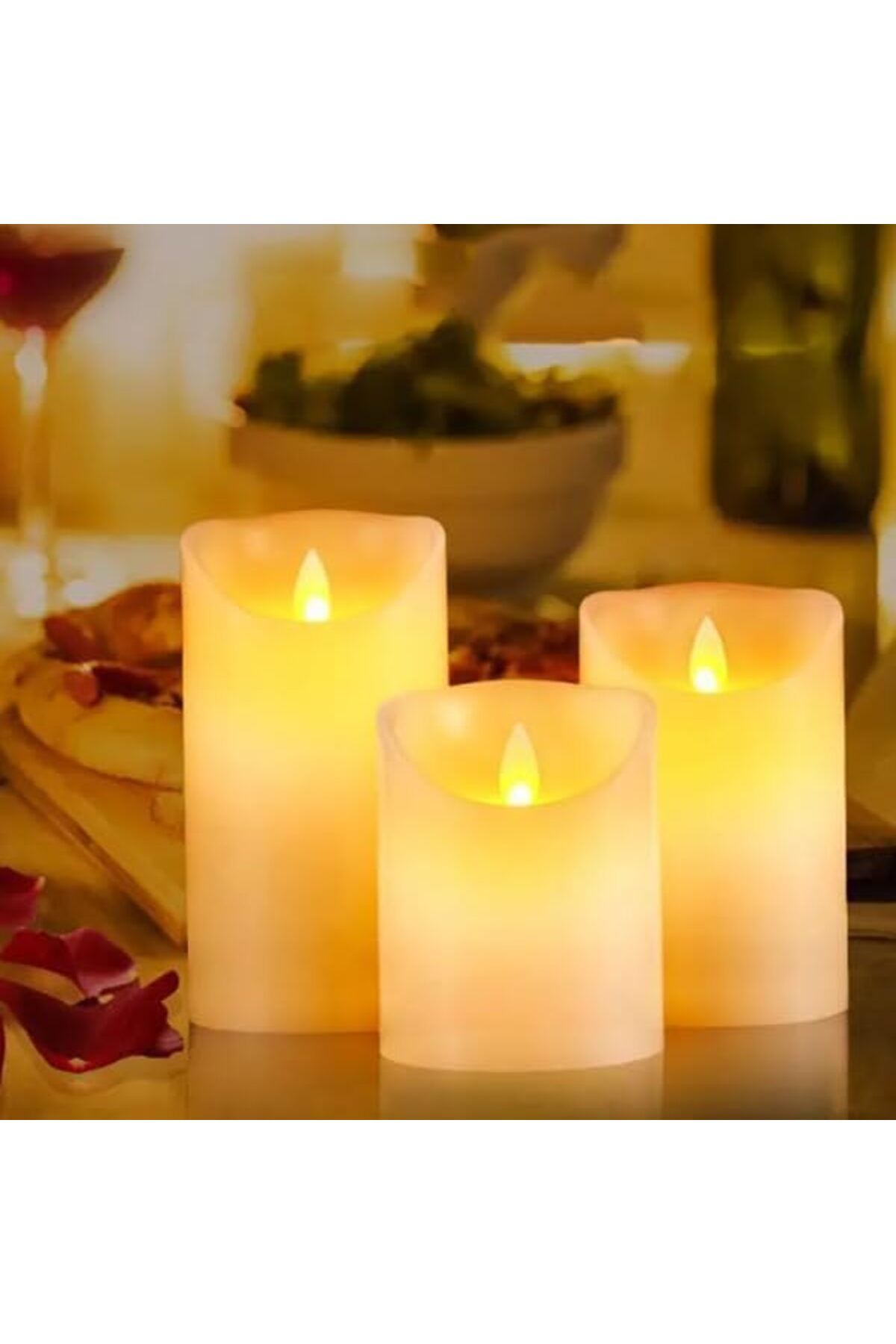 STOREMAX Dekoratif Alevsiz Led Işıklı Pilli Mum Masaüstü Şık ve Güvenli İster Gece Lambası İster