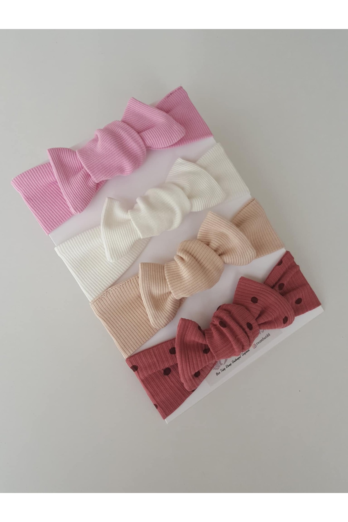 swan butik Kız Çocuk Bebek Bandana Toka Seti 4'lü Bordo Bej Pembe Beyaz fotoğrafı 3 (önizleme)