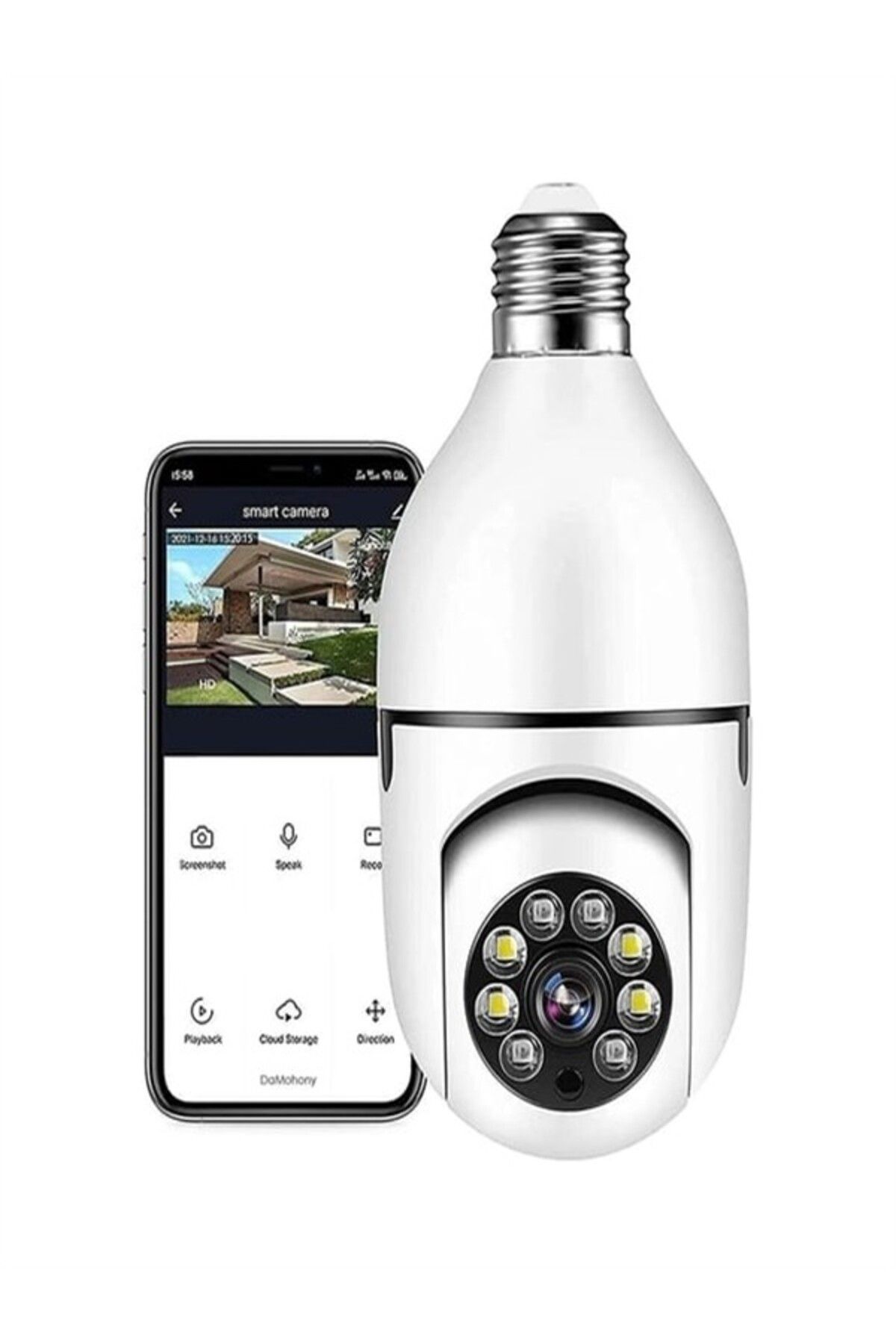 bellami Akıllı Ampul Kamera – 360° Kablosuz IP Kamera, Gece Görüş + Takip Özellikli