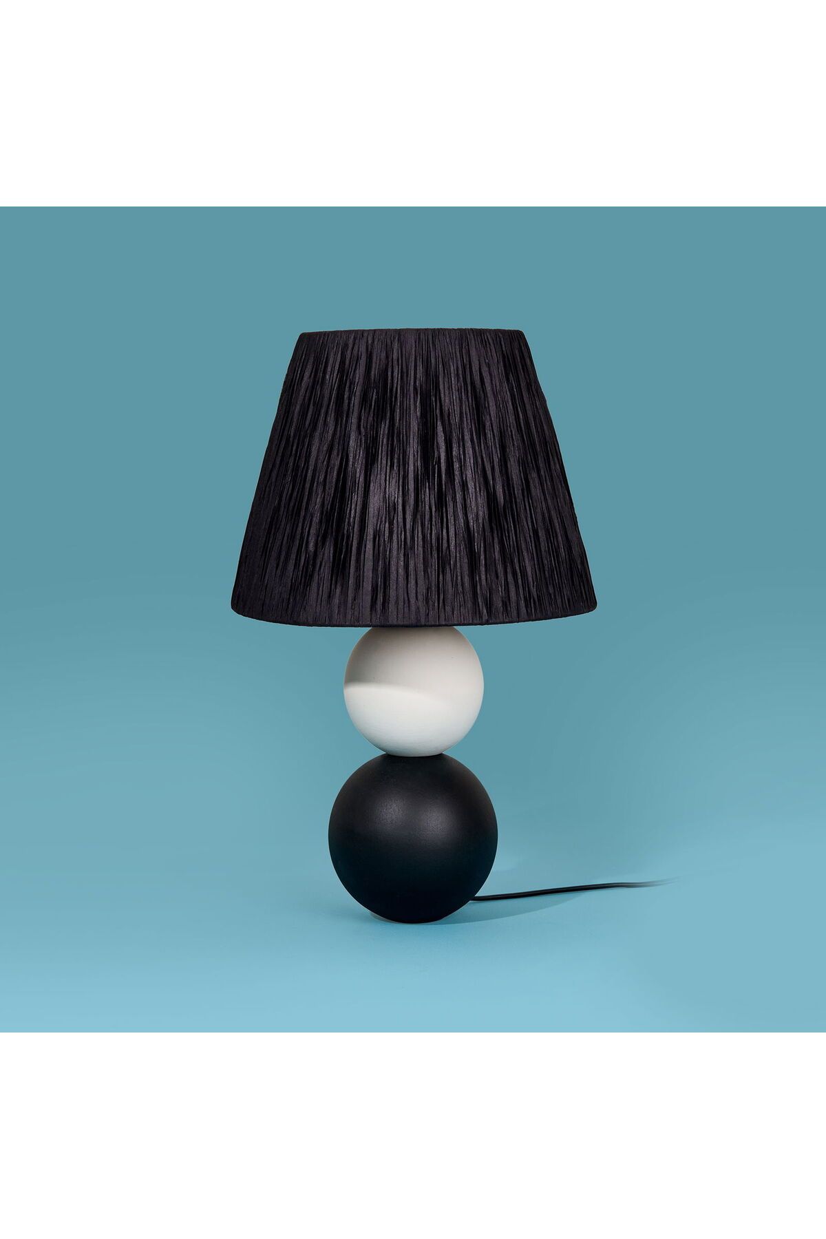 MATMEL Light Vestri Seramik Abajur - Siyah / Beyaz - 40x40x25 cm