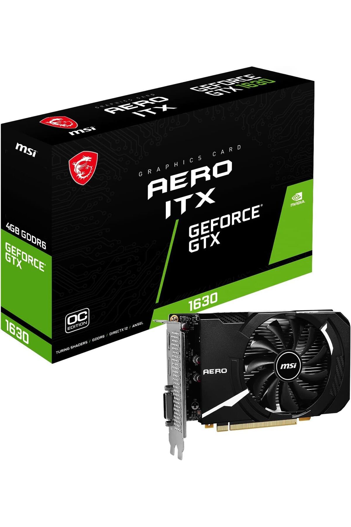 LUXE GeForce GTX 1630 AERO ITX 4G OC grafik kartı - NVIDIA GTX 1630, 4GB GDDR6 bellek, 64 bit, 12 Gbps
