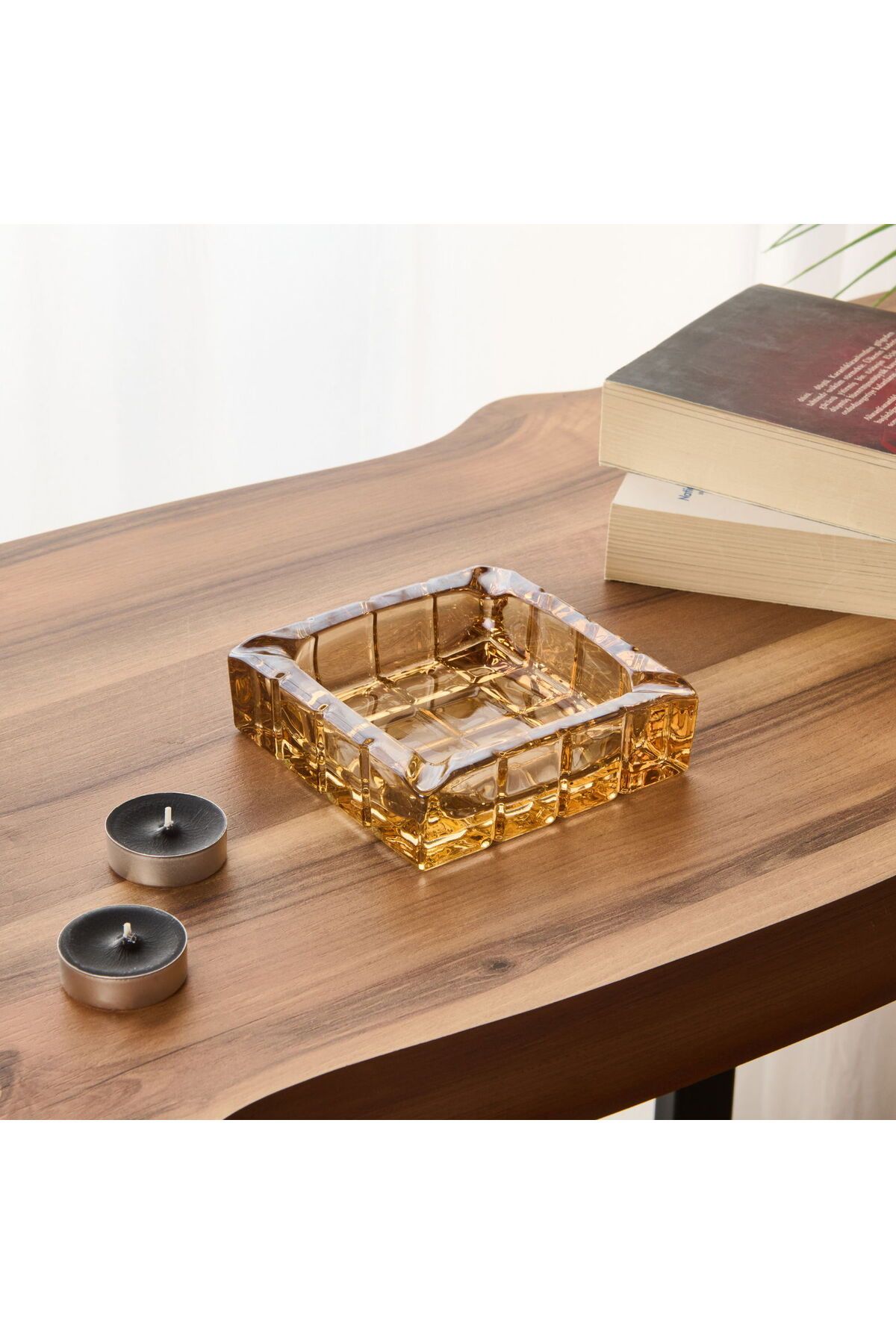 ASPARTAM Glassware Kare Cam Küllük - Bal - 12 cm