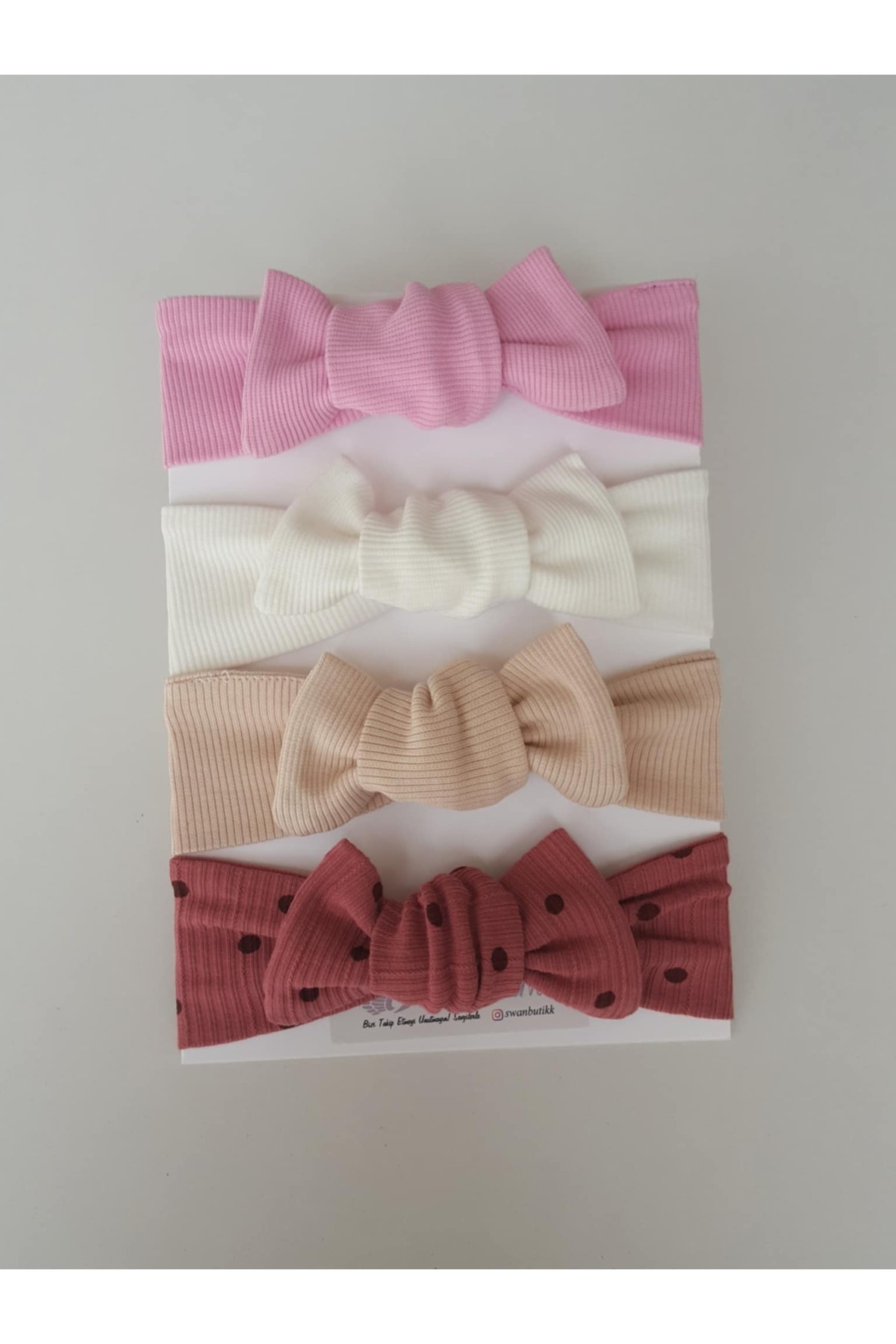 swan butik Kız Çocuk Bebek Bandana Toka Seti 4'lü Bordo Bej Pembe Beyaz fotoğrafı 2 (önizleme)