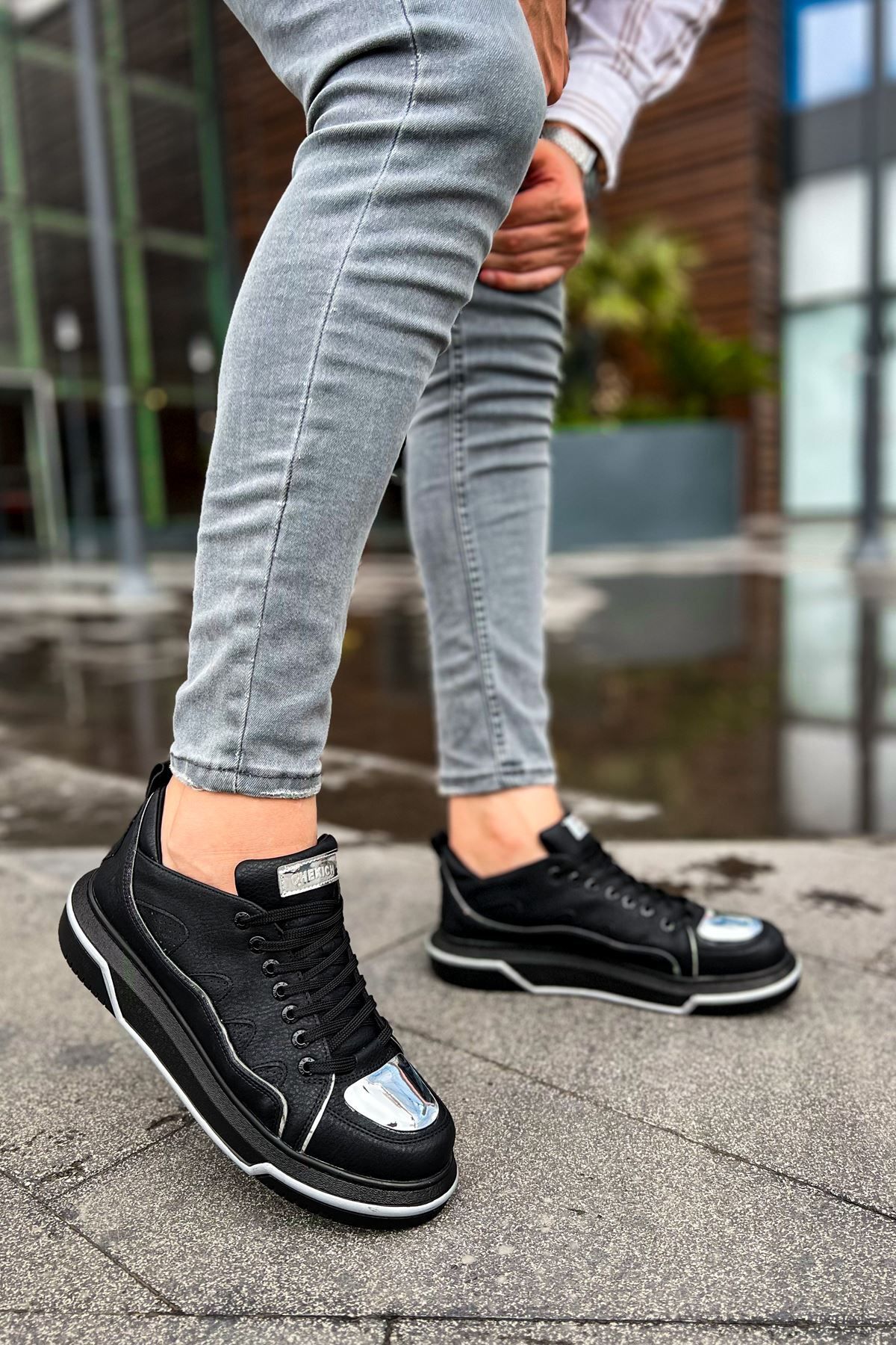 Pink Stil CH183 CST Jet Setter Mirror Erkek Ayakkabı SIYAH/GUMUS
