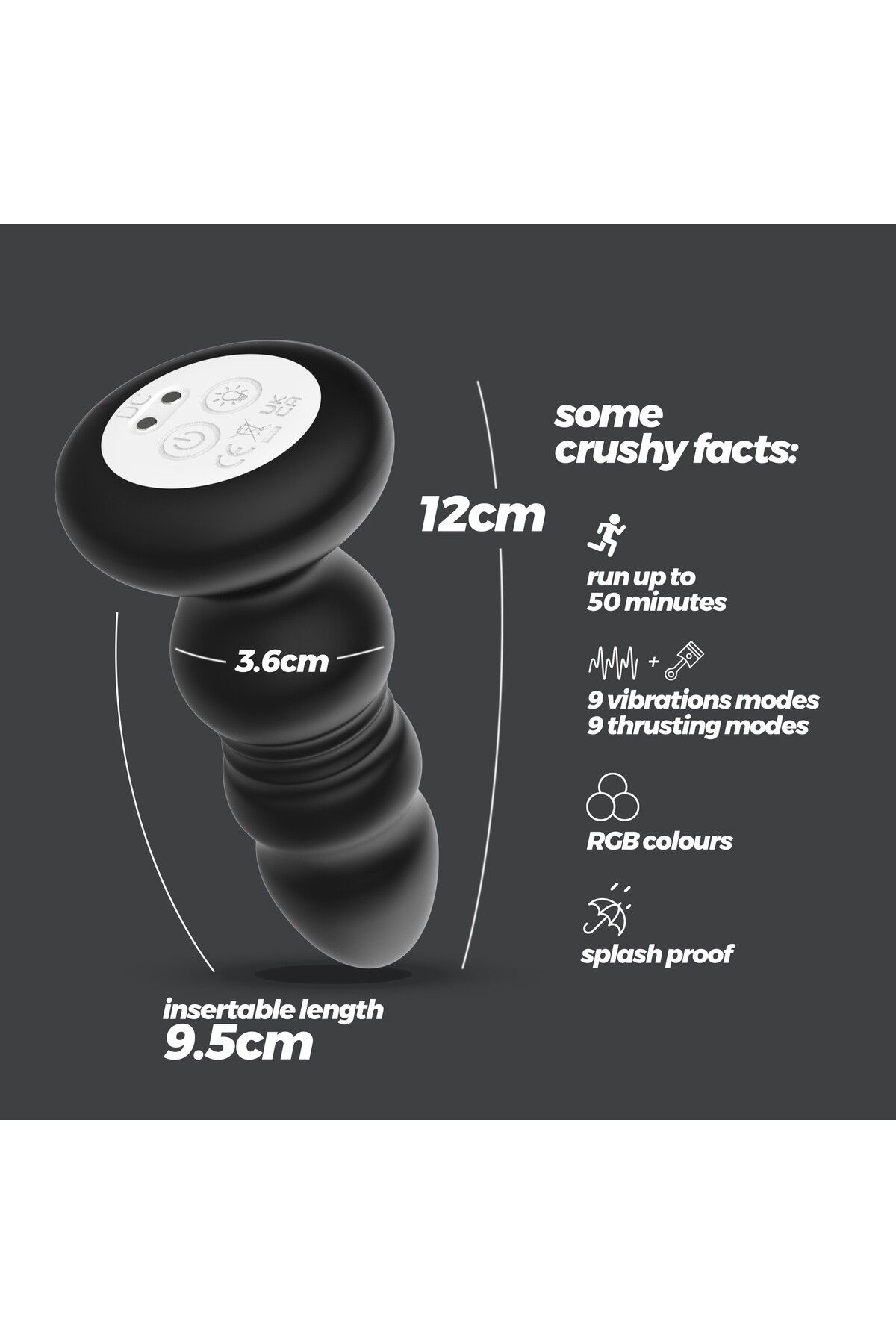 Crushious-RGB LED Anal Plug, with Remote Control, Unique Experiences, Crushious Australis, Multicolor 5