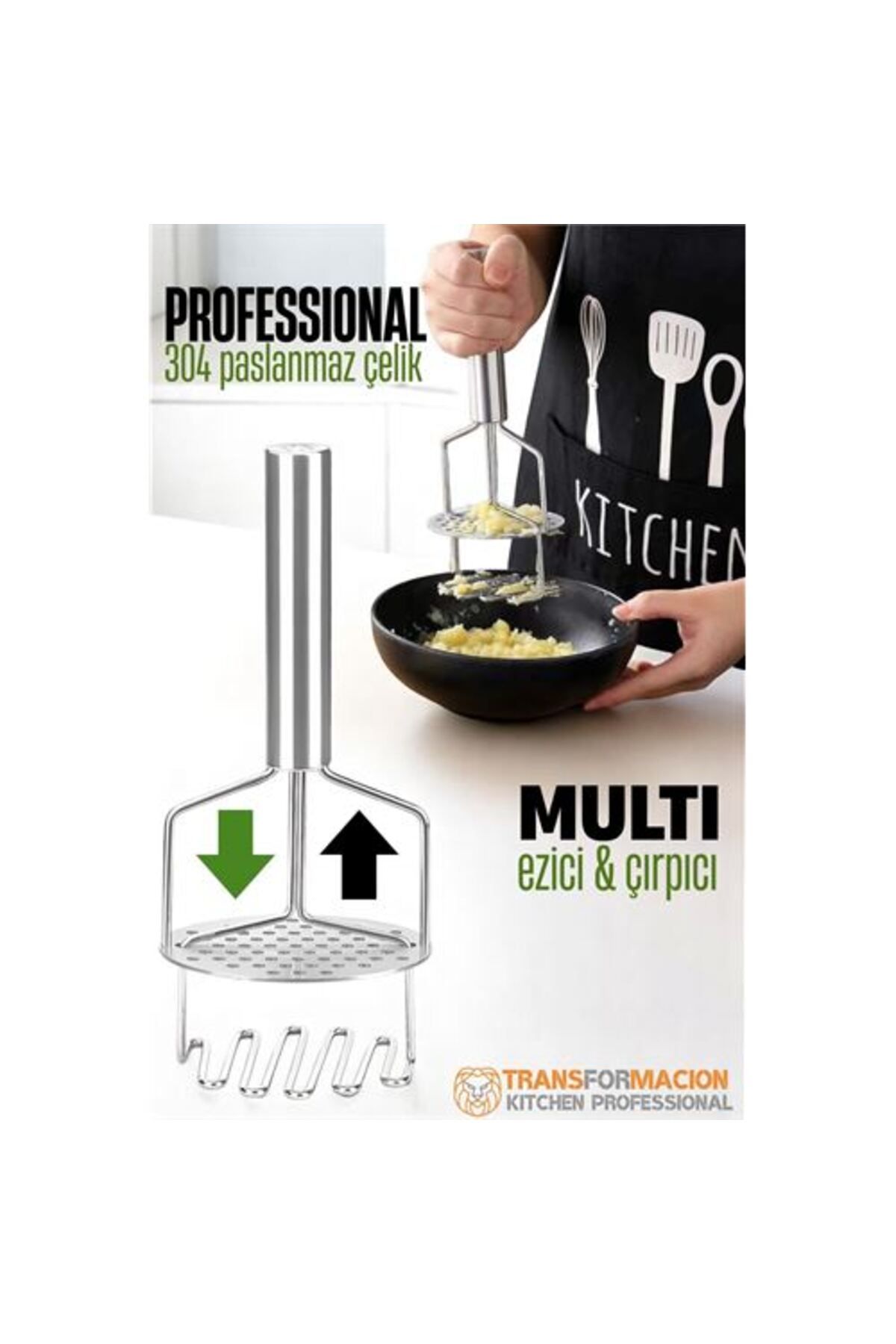ModaCar Patates Ezici Profesyonel 304 Paslanmaz Çelik Sıkıştırmalı Yüksek Basınca Dayanıklı