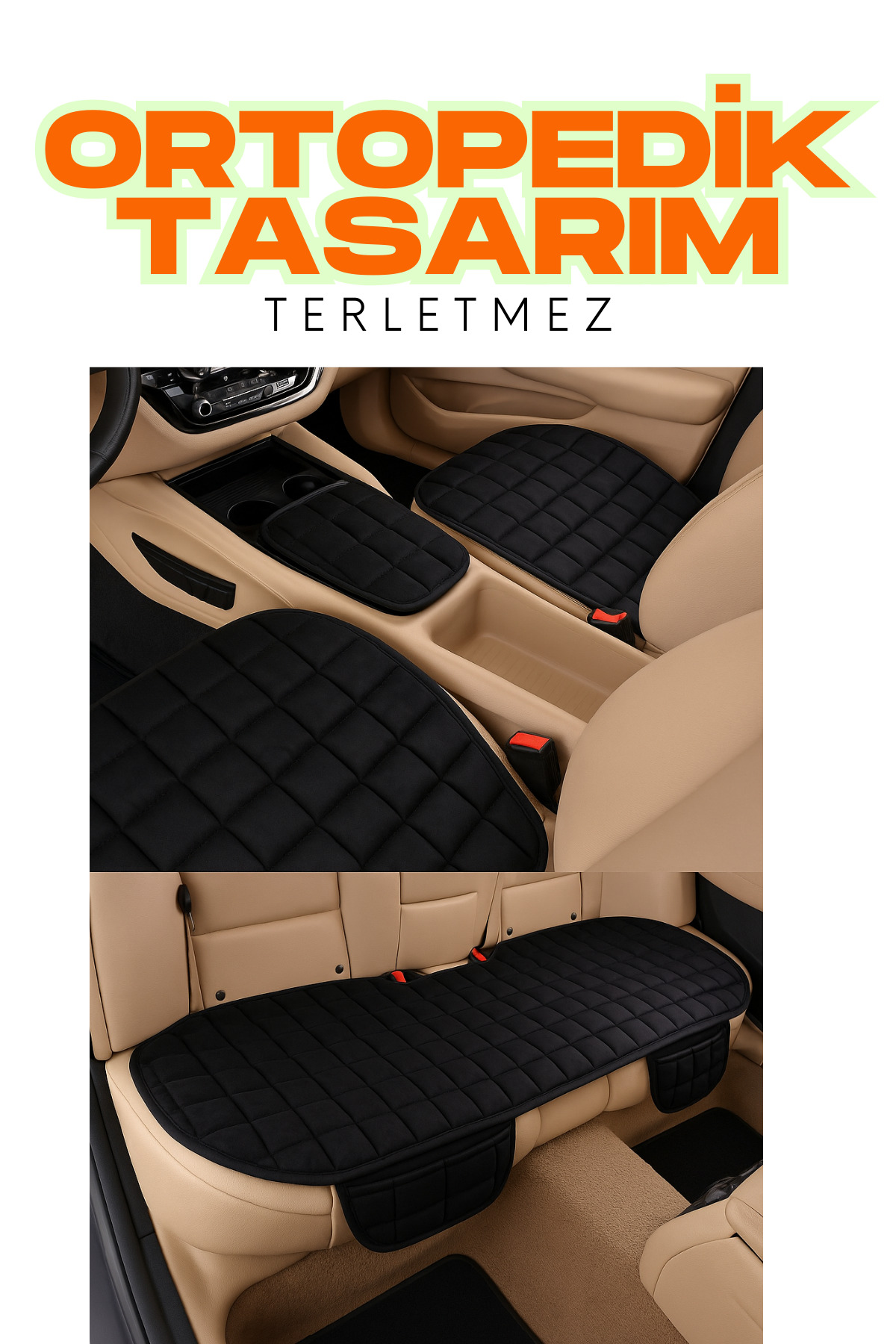 Renault Fluence 2010–2016 Uyumlu Taba Kadife Yüzeyli Araba Oturak Minderi – Kaymaz, Ön/Arka — alternatif görsel