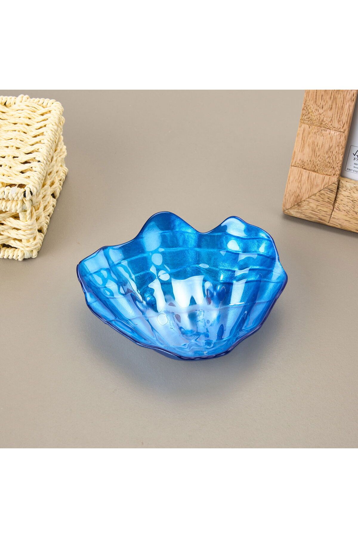 ASPARTAM Oyster Dekoratif Tabak - Lacivert - 10 cm