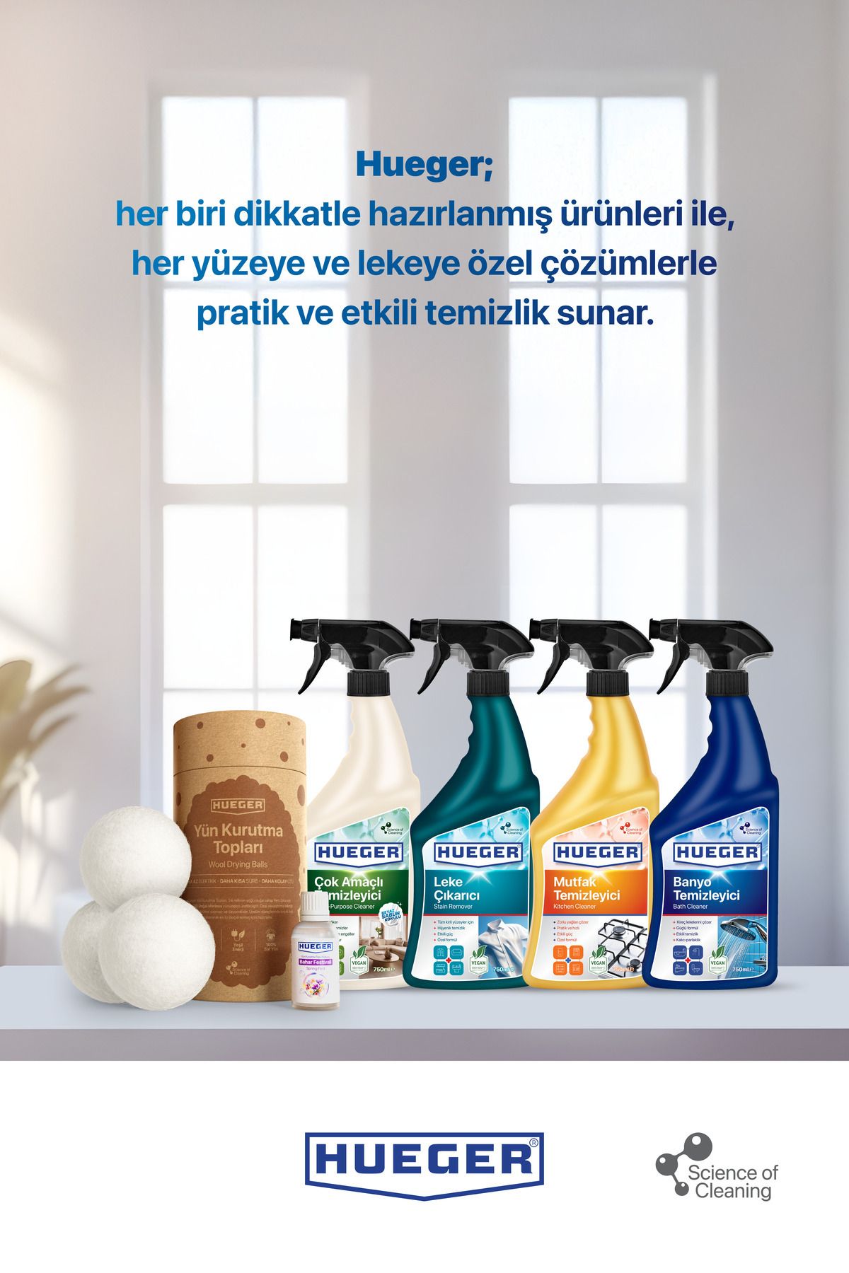 Hueger-Detergent multifuncțional vegan – Set de 3 produse de curățare puternice cu capete de spumă și pulverizare, cu parfum de săpun alb 8