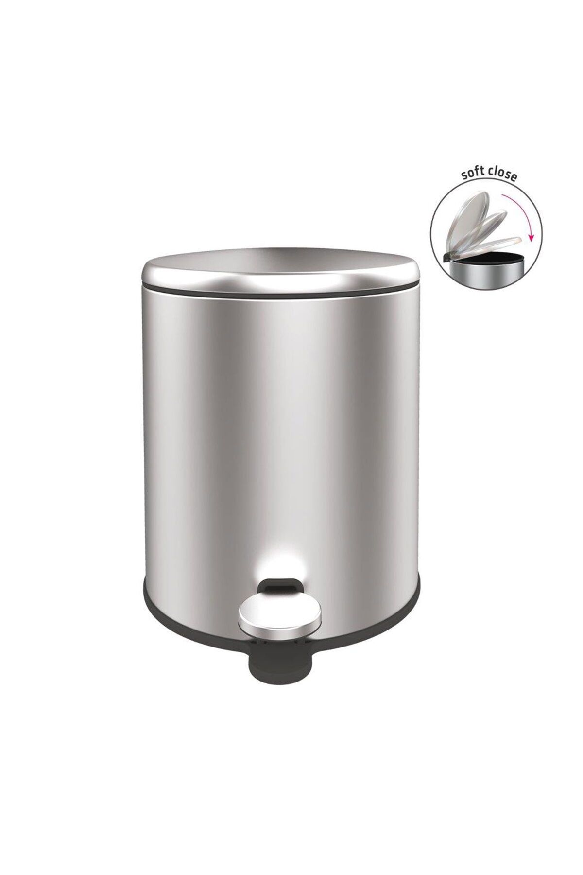 MATMEL Cigo Paslanmaz Çelik Pedallı Banyo Çöp Kovası - Gri - 6 lt