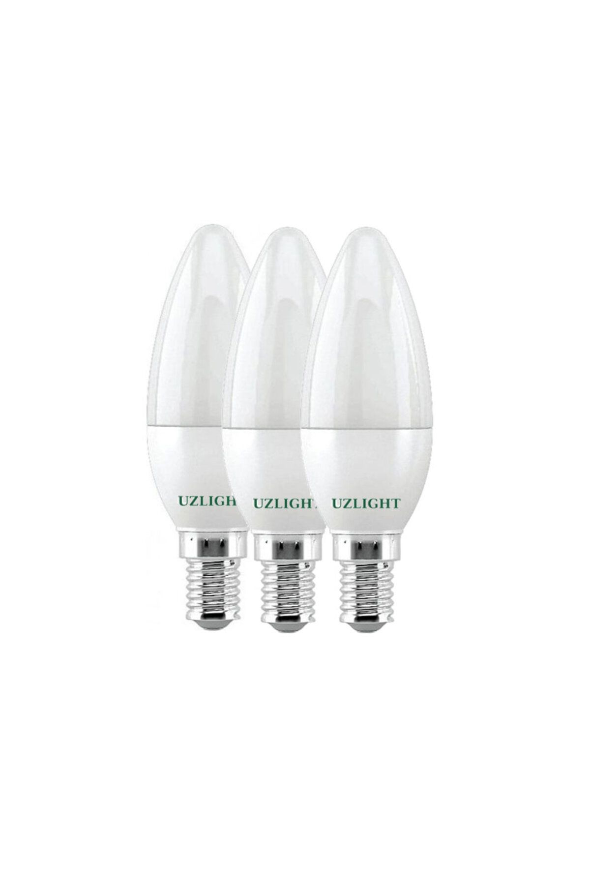 Uzlight 7 Watt Tasarruflu Buji Led Ampul E14 3 Adet Gün Işığı 3000K