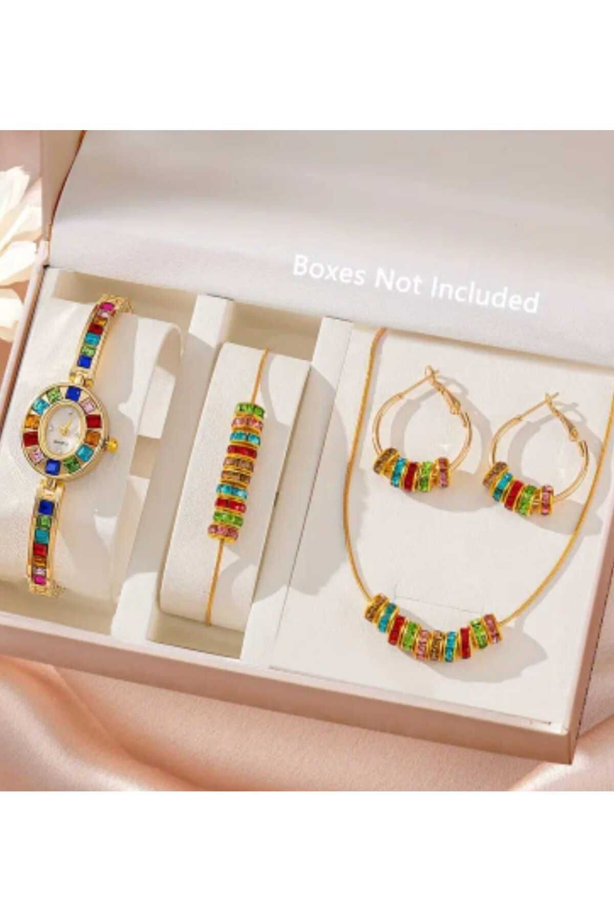 Ivory Pearl zirkon taşlı 4lü saat& takı seti