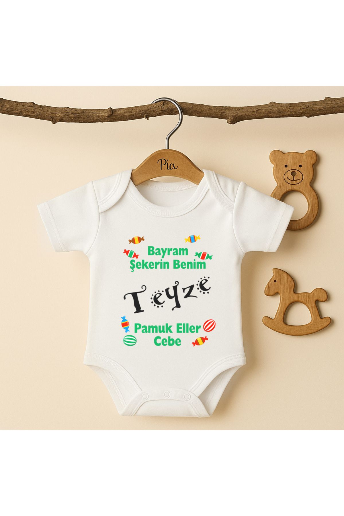 Pia Baby %100 Pamuk Teyze Temalı Organik Baskılı Çıtçıtlı Bebek Body Zıbın Modelleri