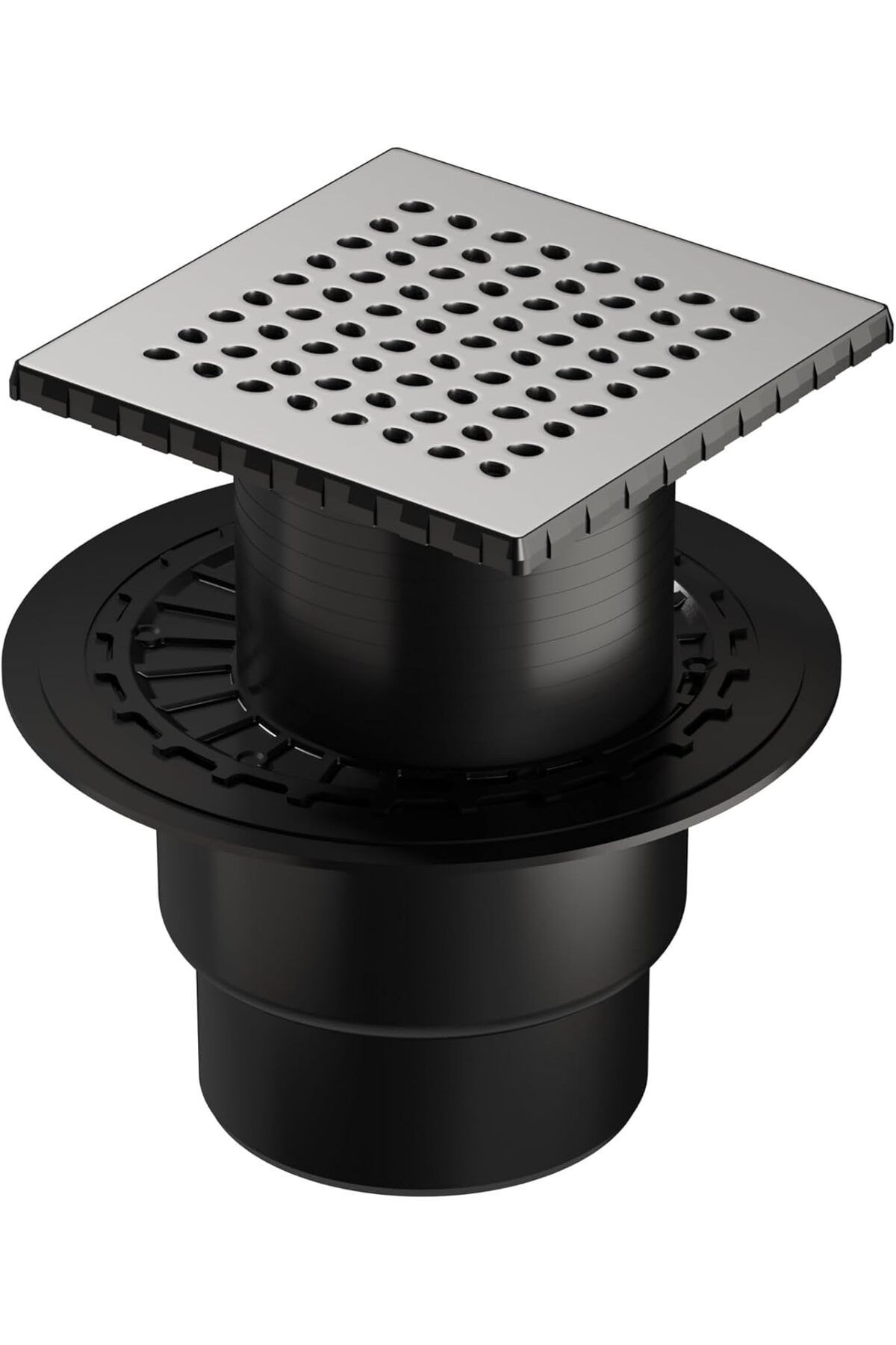 STOREMAX OZN V-Flow Kare 5607287 Yalıtımlı Duş Kanalı, Alttan Çıkışlı, 15x15 cm, DK 200 Kapak, Mat