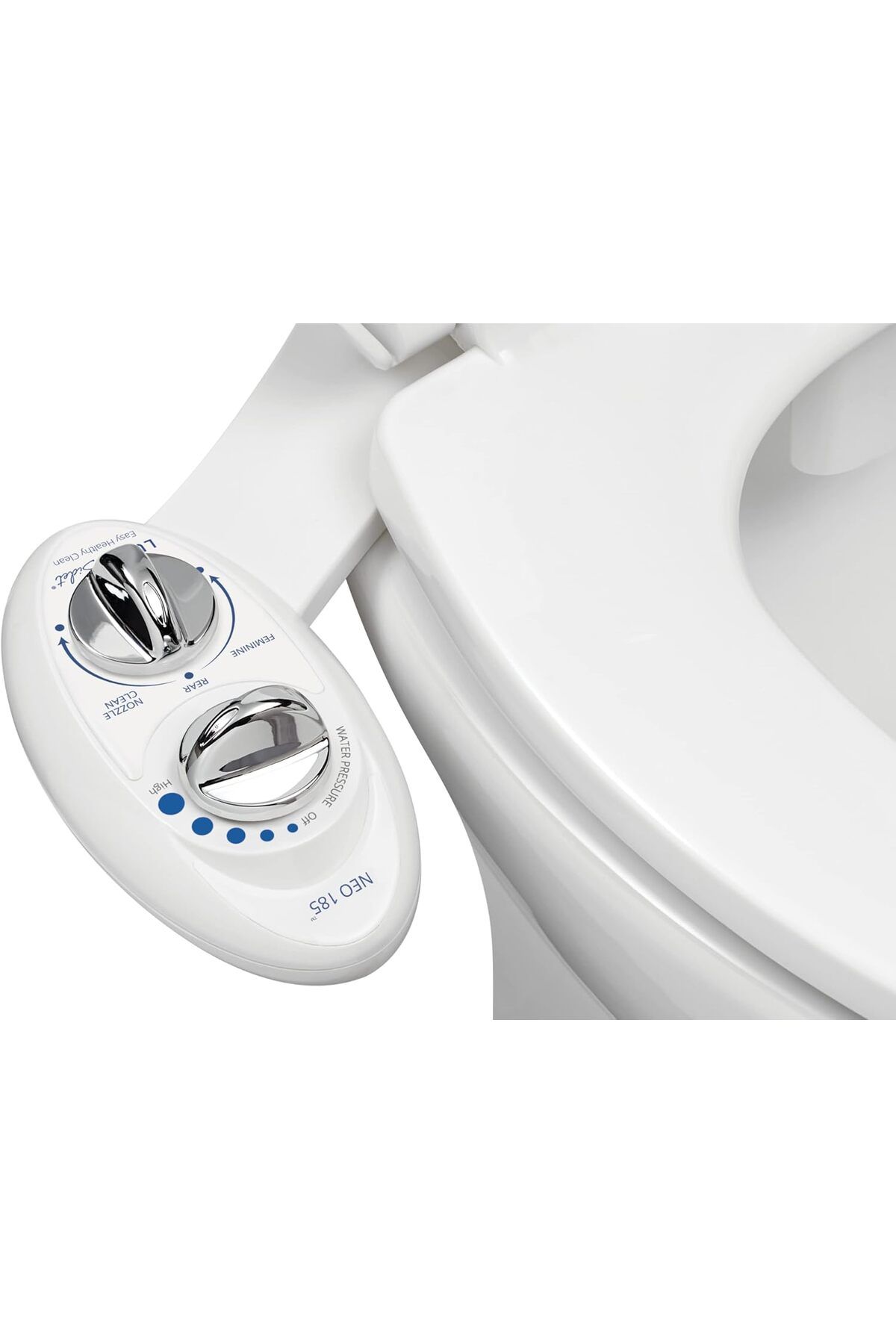 LUXE Bidet Neo 185 Bidet Kendi Kendini Temizleyen Çift Başlıklı Manuel Tuvalet Aparatı, Beyaz LXSHP