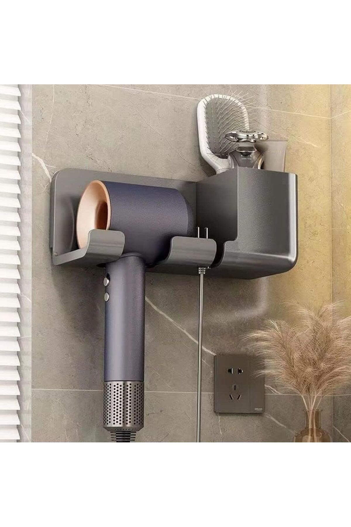 STOREMAX Saç Kurutma Makinesi Tutucu Banyo Organizeri: Duvara Monte Edilebilir, Pratik Depolama Çözümü