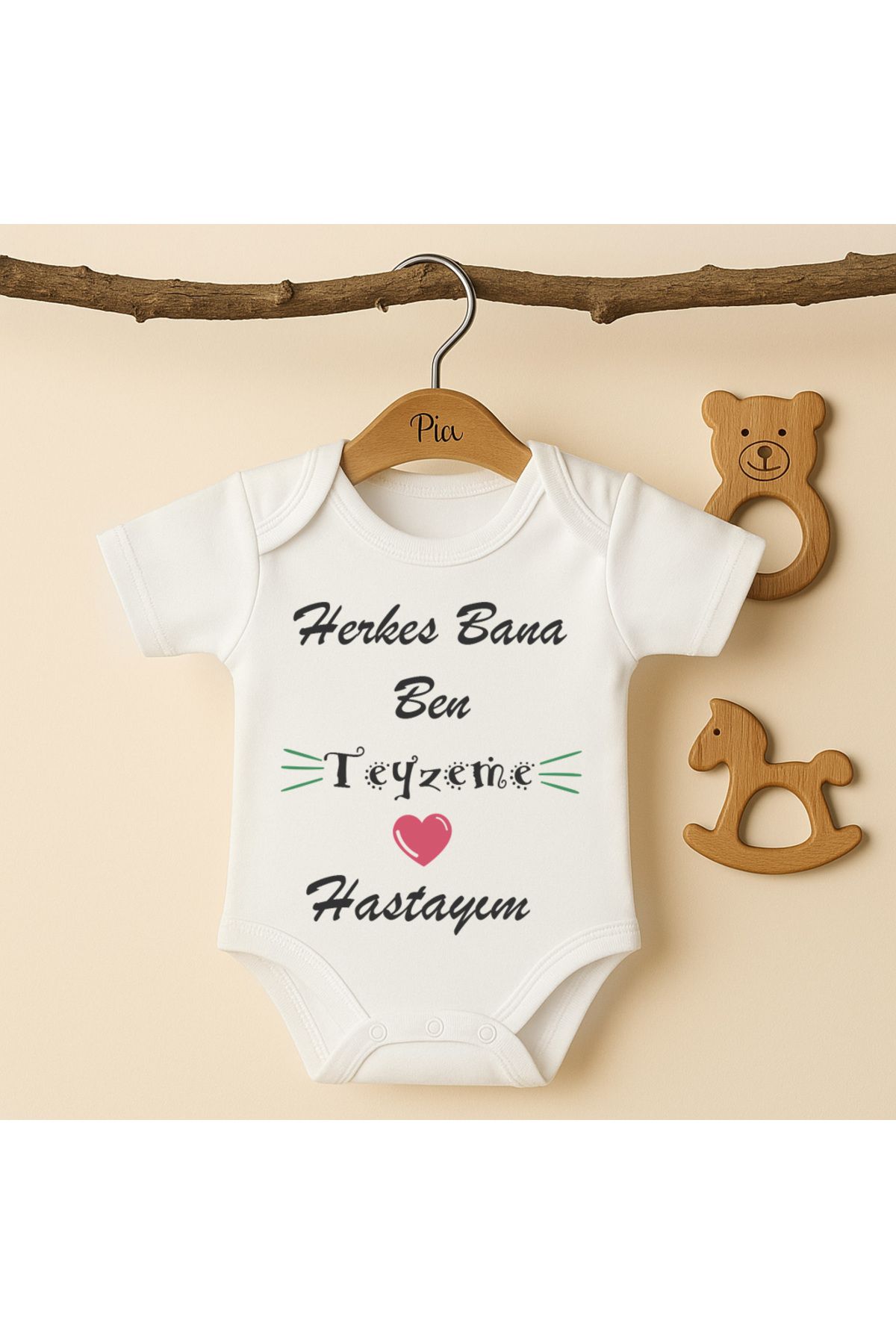 Pia Baby %100 Pamuk Teyze Temalı Organik Baskılı Çıtçıtlı Bebek Body Zıbın Modelleri