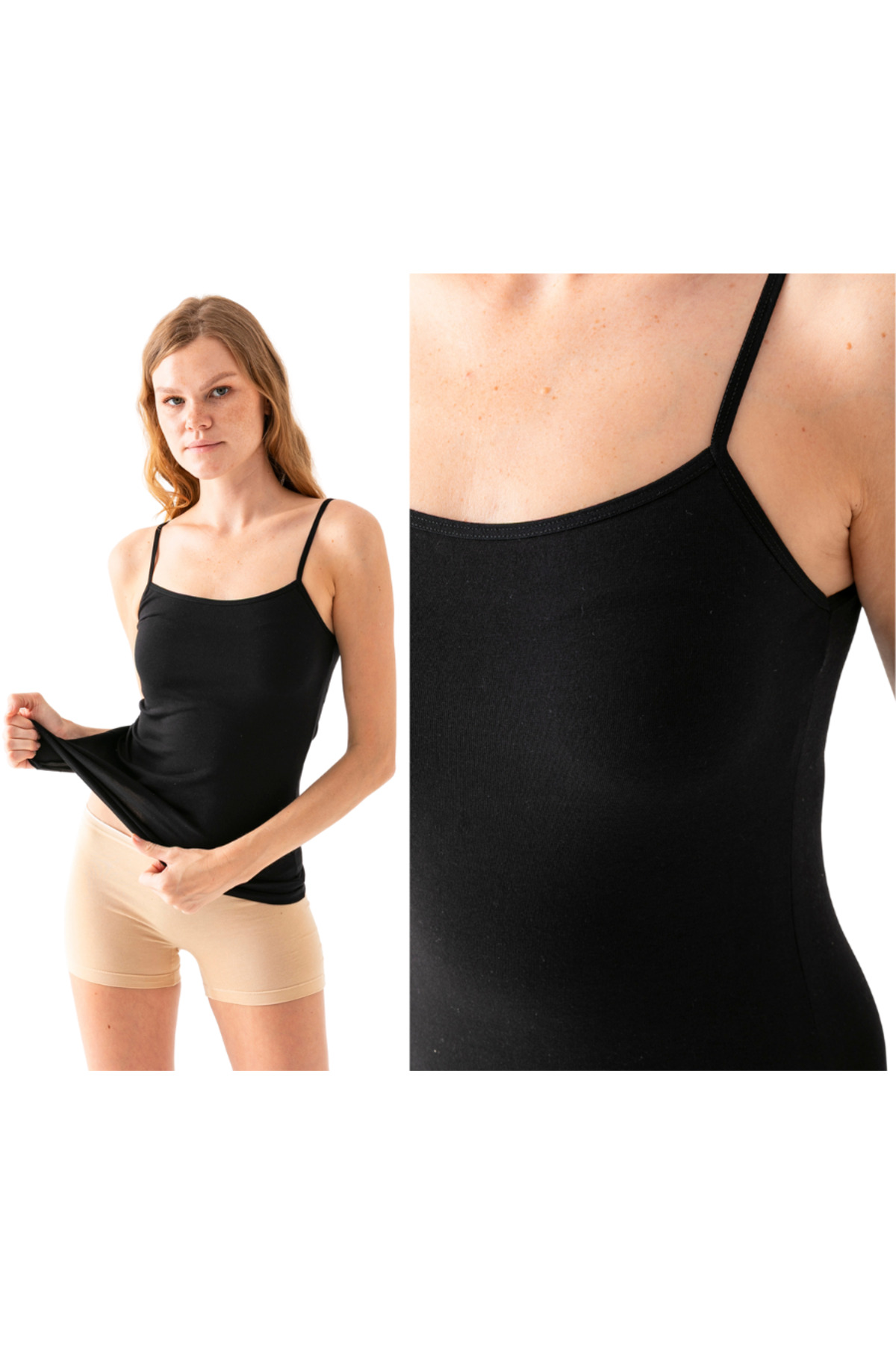 Alos  Kadın Askılı 6'lı Pamuklu Yumuşak Dokulu Likralı Vücudu Saran Atlet - Görsel 8