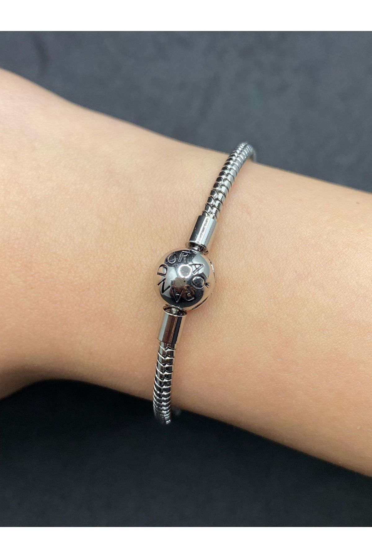 Jiji Jewelery Marka Charm Yılan Zincir Klipsli Gümüş Renk Çelik Bileklik