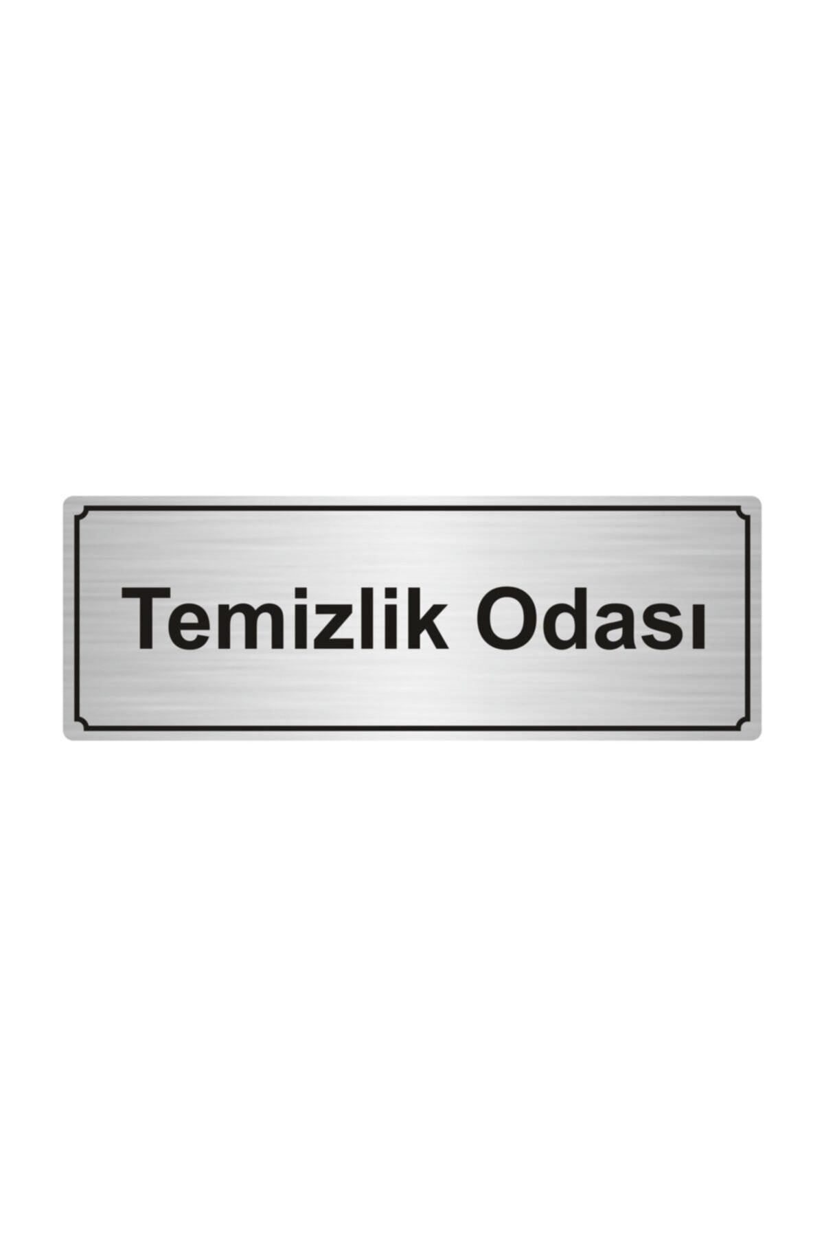 bertekdijital TEMİZLİK ODASI YÖNLENDİRME LEVHASI 7cmX20cm GÜMÜŞ RENK METAL