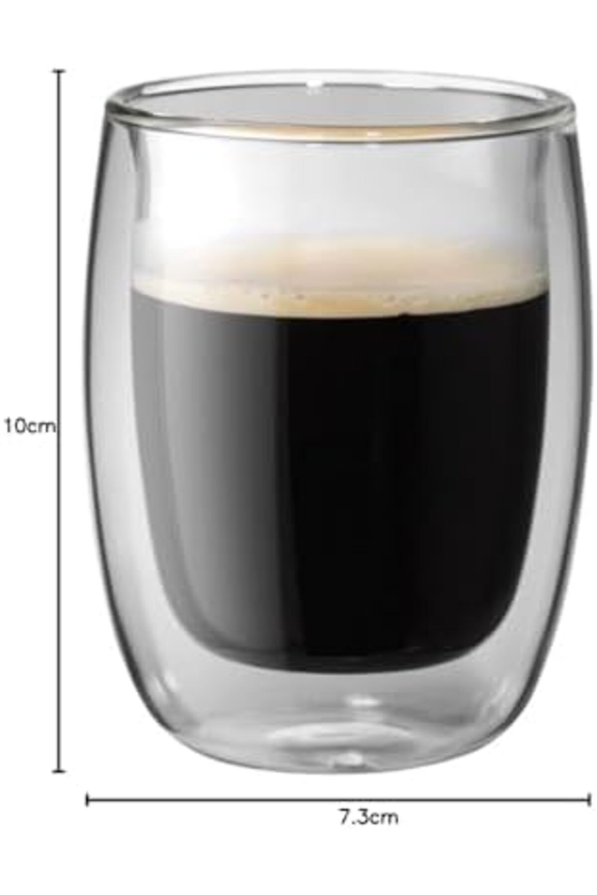 LUXE Sorrento Çift Duvarlı Kahve Bardağı, 2 x 200 ml, Borosilikat Cam, Termo Bardak, Isıya Dayanık