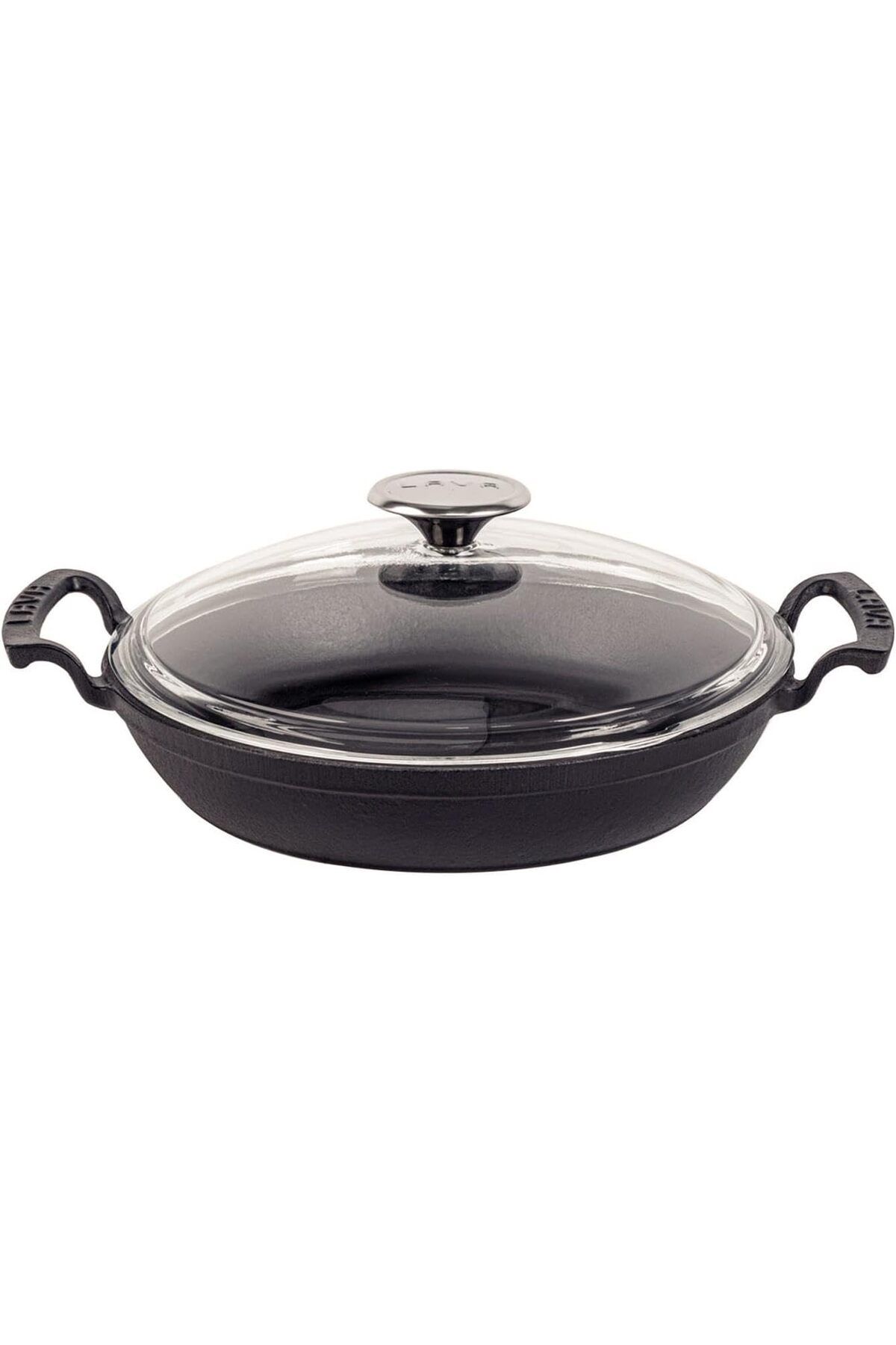 STOREMAX ELZ Döküm Yuvarlak Sahan Cam Kapaklı Döküm Demir Yekpare Çift Kulplu Çap(Ø)24cm. FRNTR 11274
