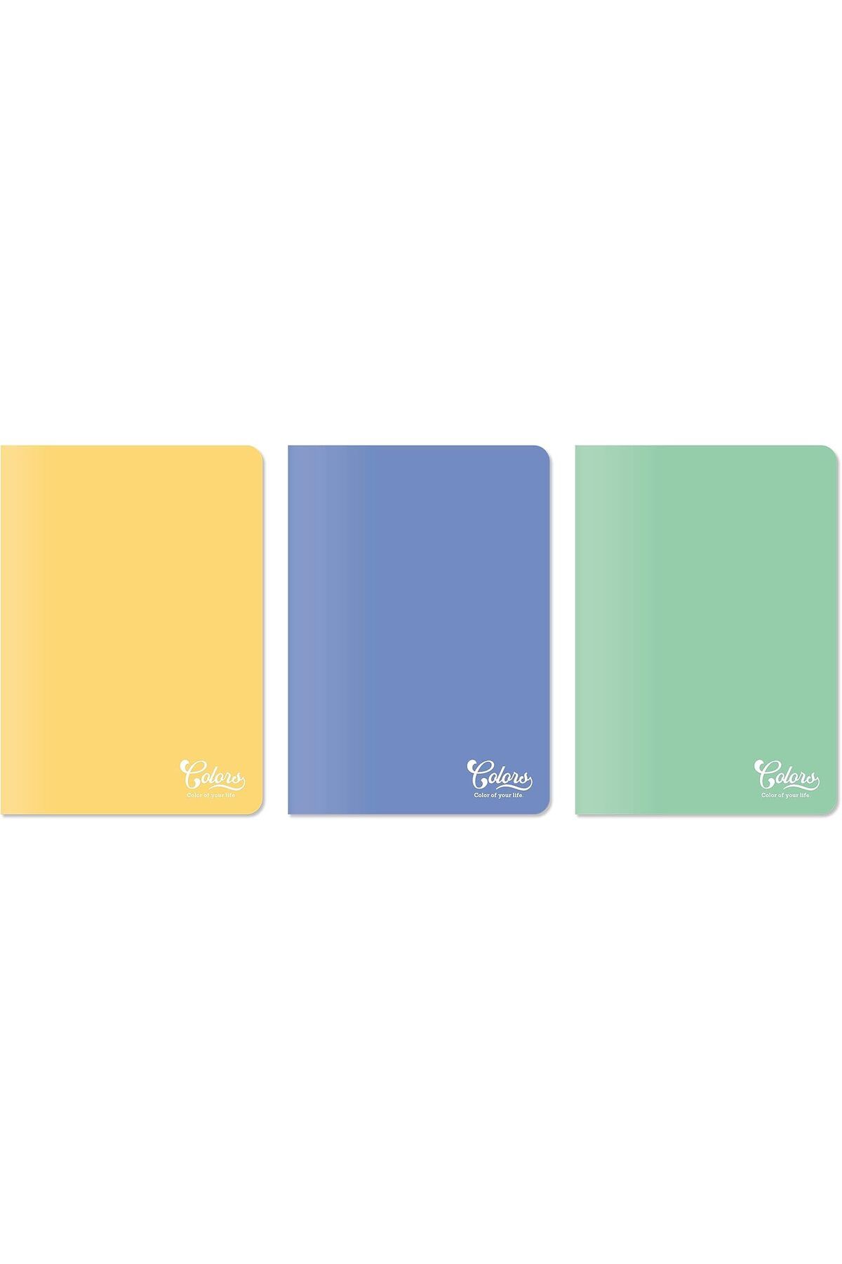 LUXE Colors A5 60 Yaprak Kareli Defter 3'lü Paket, Mor, Yeşil, Sarı LXSHP 1055529