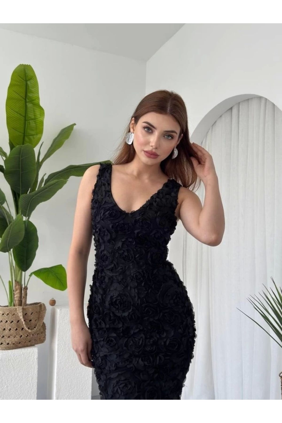 Silerra Kren Gül Detaylı Elbise