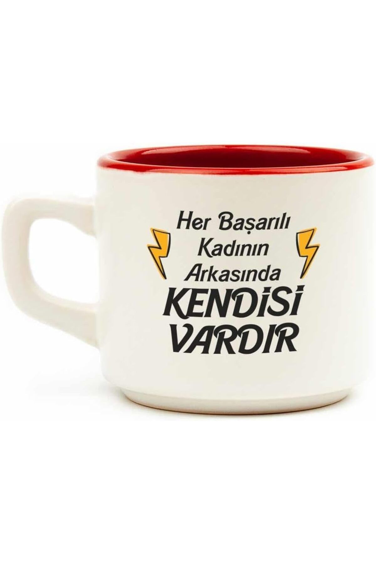 LUXE TASARIM Her Başarılı Kadının Arkasında Kendisi Vardır Beyaz Venüs Kupa - Hediye Seramik Kup
