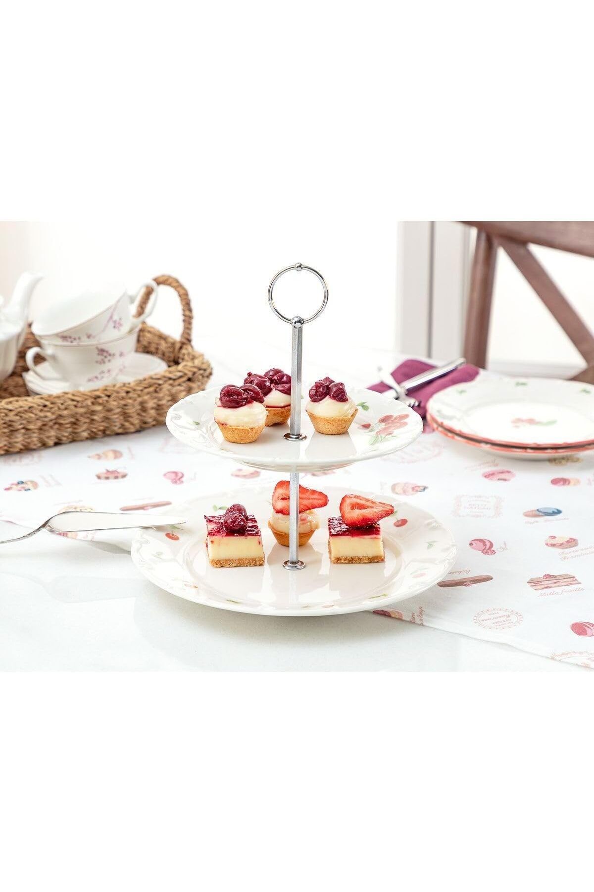 STOREMAX SRT Coco Kiraz Desenli 2 Katlı Kek Standı FxYM 1126906