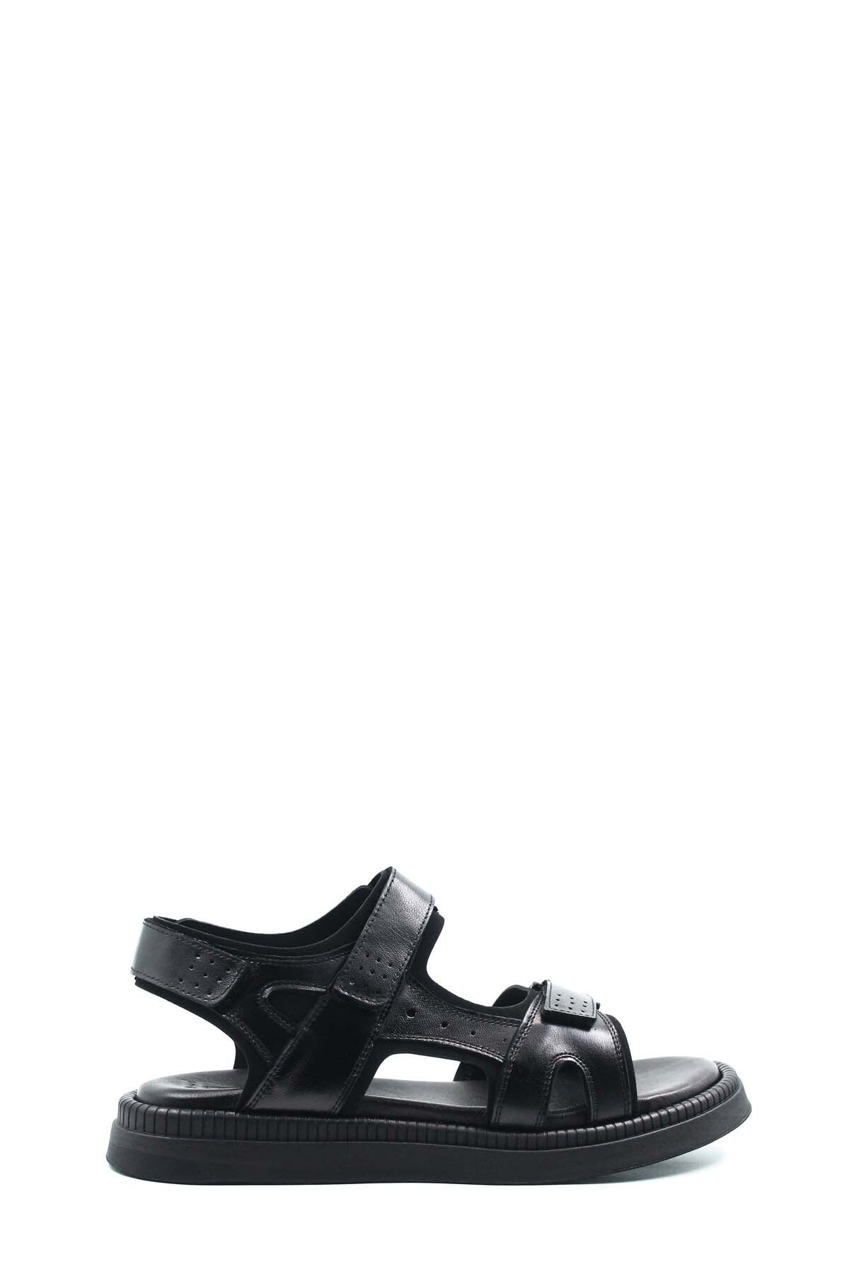 صندل سیاه مردانه های کلاسیک مردانههان چرمی اصلی 018MAG422 609 Fast Step