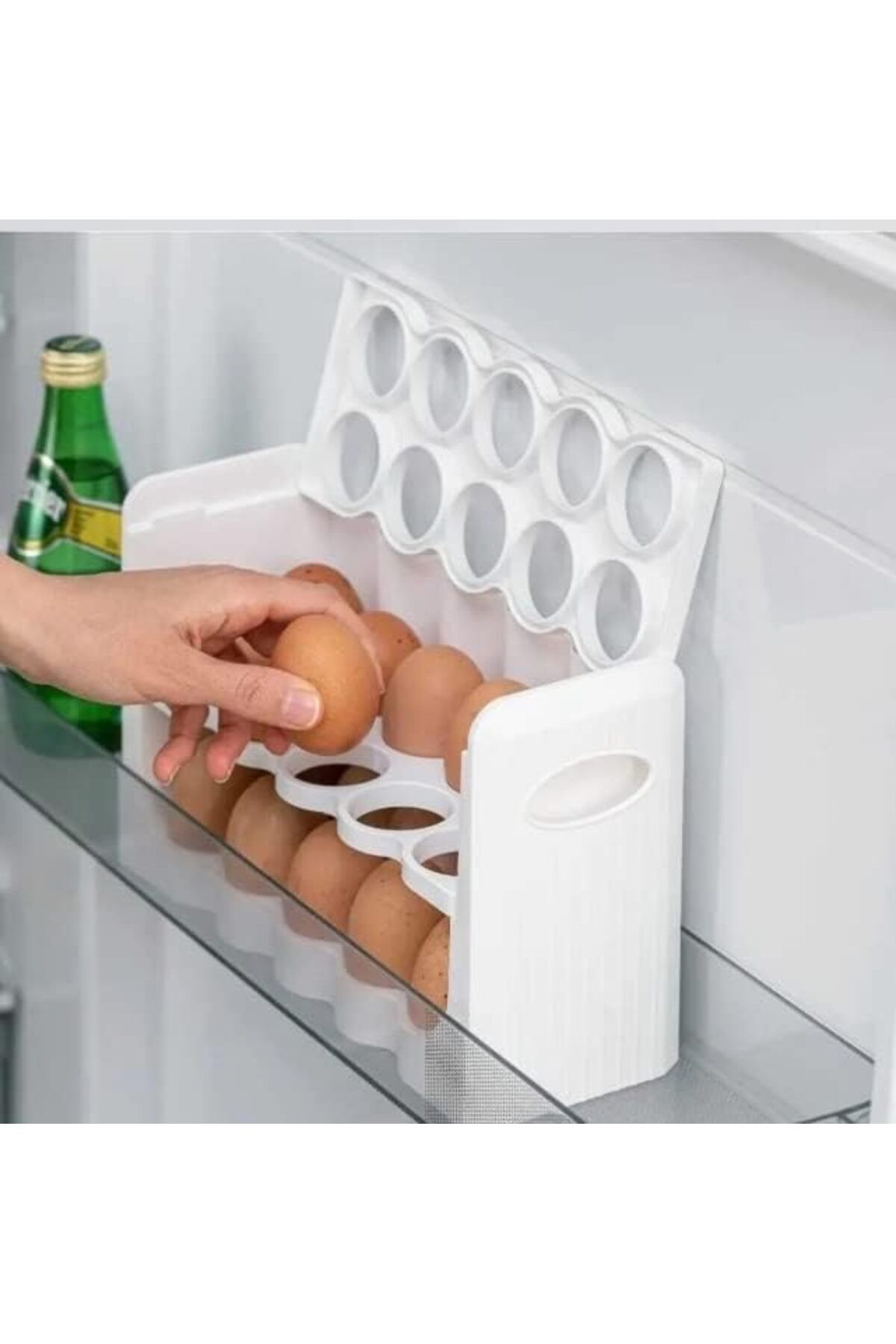 Mu Art Ahşap Mrt Bölmeli Plastik Yumurta Kutusu 3 Katlı Yumurtalık Buzdolabı Organizeri Saklama Kabı Eggy Bo