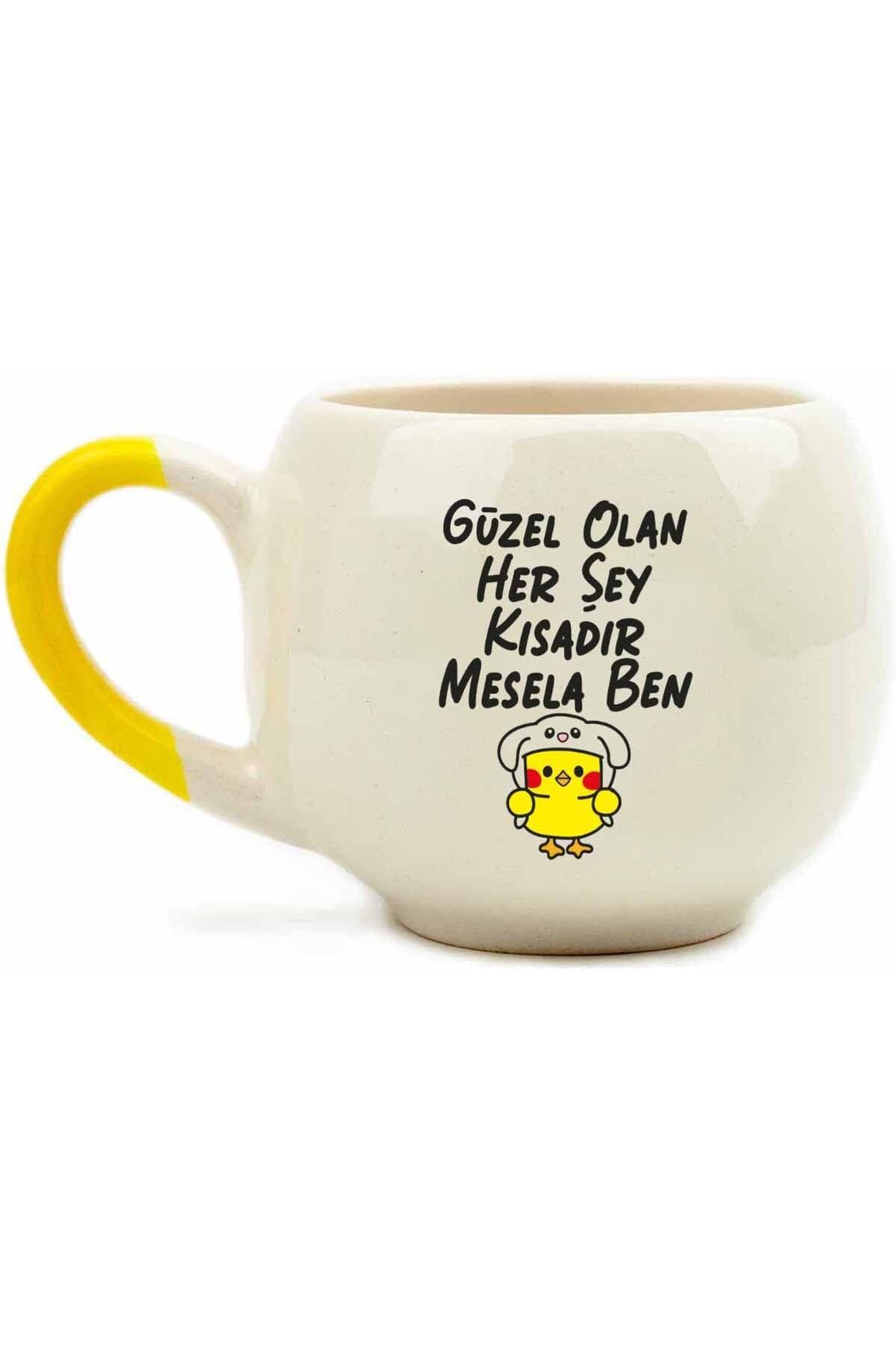 LUXE TASARIM Güzel Olan Her Şey Kısadır, Mesela Ben! Krem Parlak Balon Kupa - Hediye Seramik Kupa LX