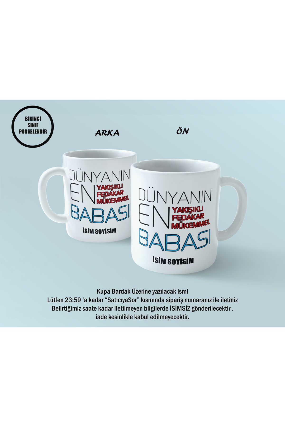 mystering store Kişiye Özel İsim Yazılabilen Babalar Gününe Özel Kupa Bardak