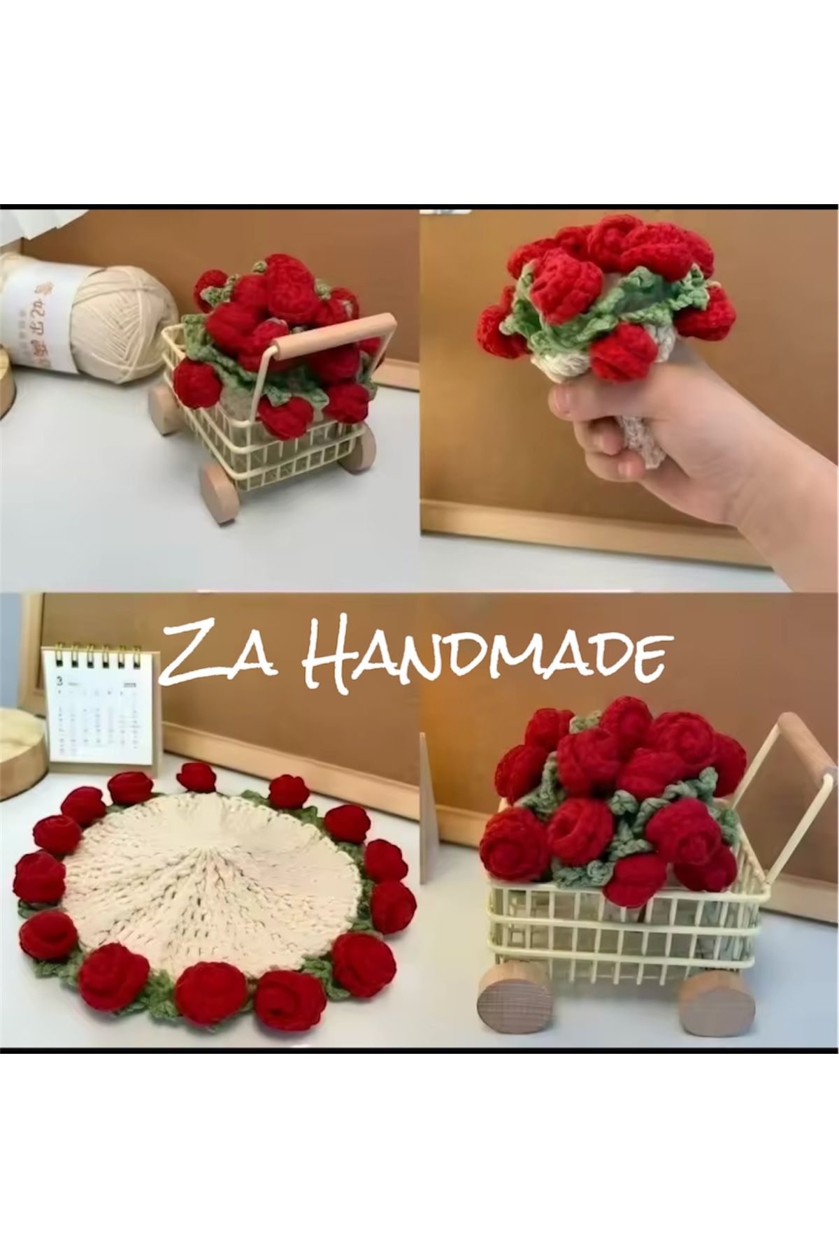 ZAHandmade Vazo altlığı buketim gül tekli