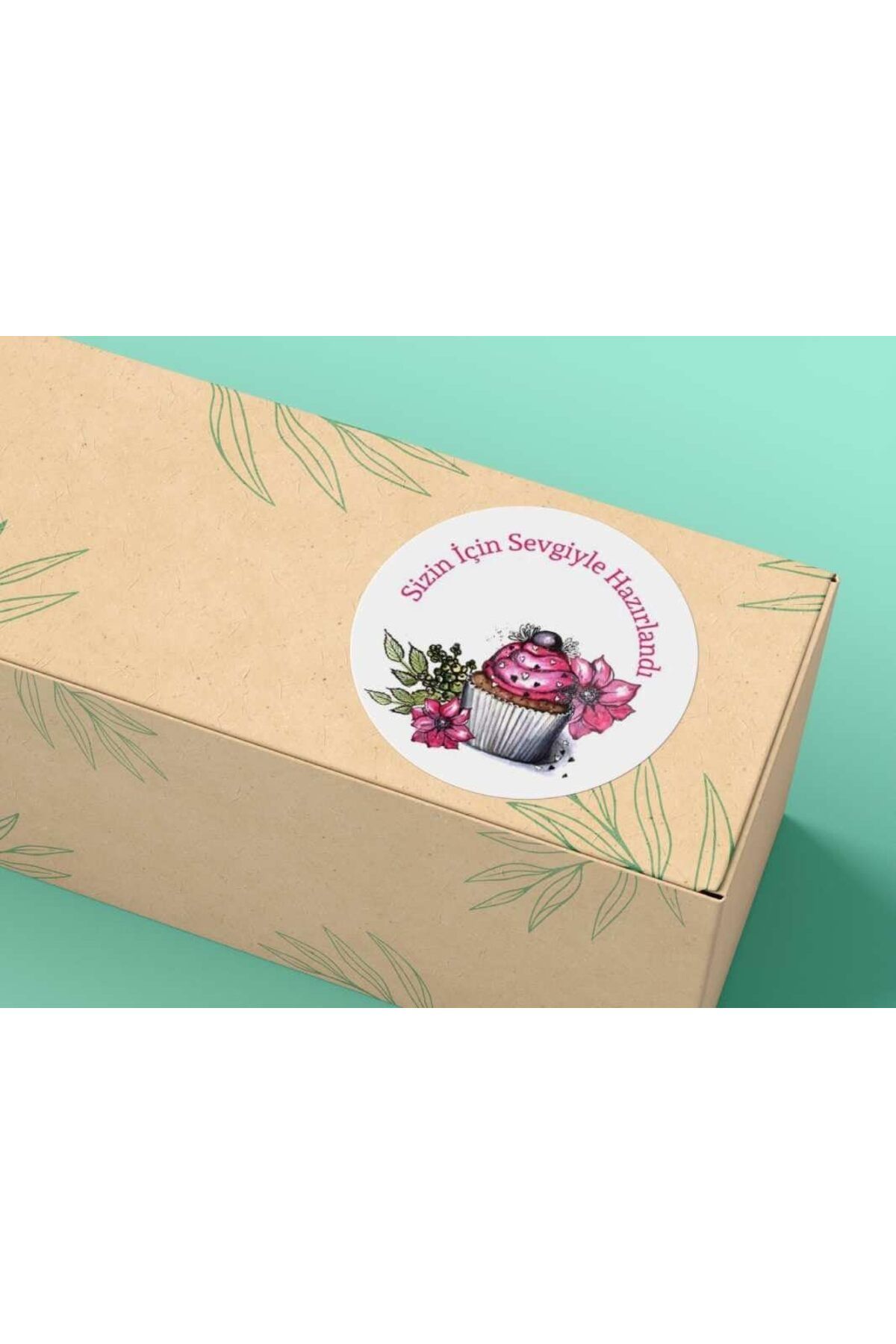 STOREMAX SRT Cupcake Sizin İçin Sevgiyle Hazırlandı Pastane Kurabiye Etiketi Food Sticker Tatlı Kek Mat