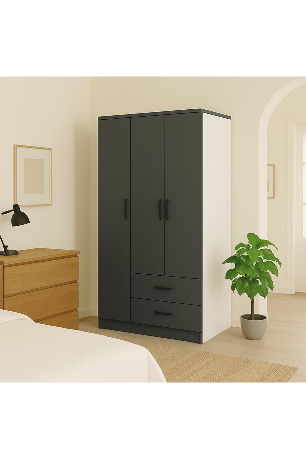 Home 3 Kapaklı 2 Çekmeceli Antrasit Gardırop