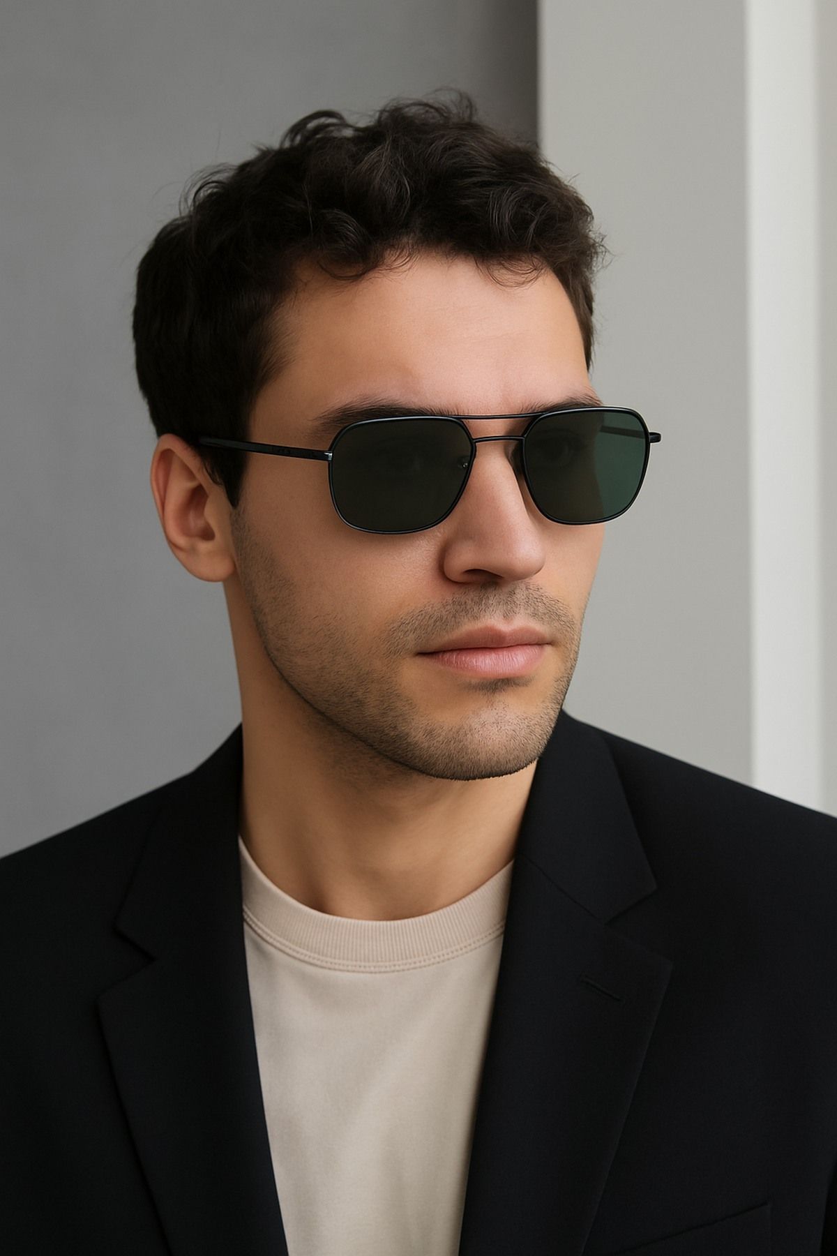 Daniel Klein Siyah Metal Çerçeve Polarize Yeşil Cam Unisex Güneş Gözlüğü