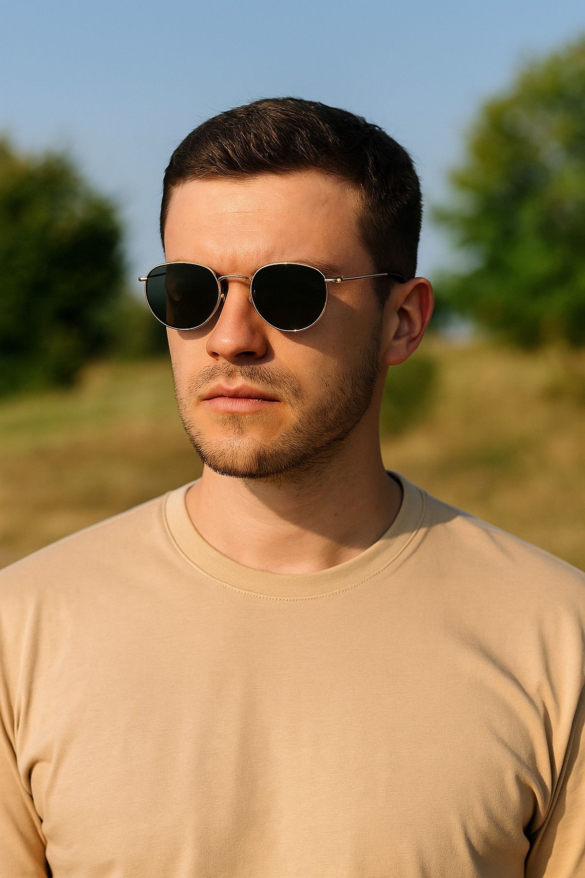 Daniel Klein Yeni Sezon Altın Metal Çerçeve Yeşil Cam Polarize Erkek Güneş Gözlüğü