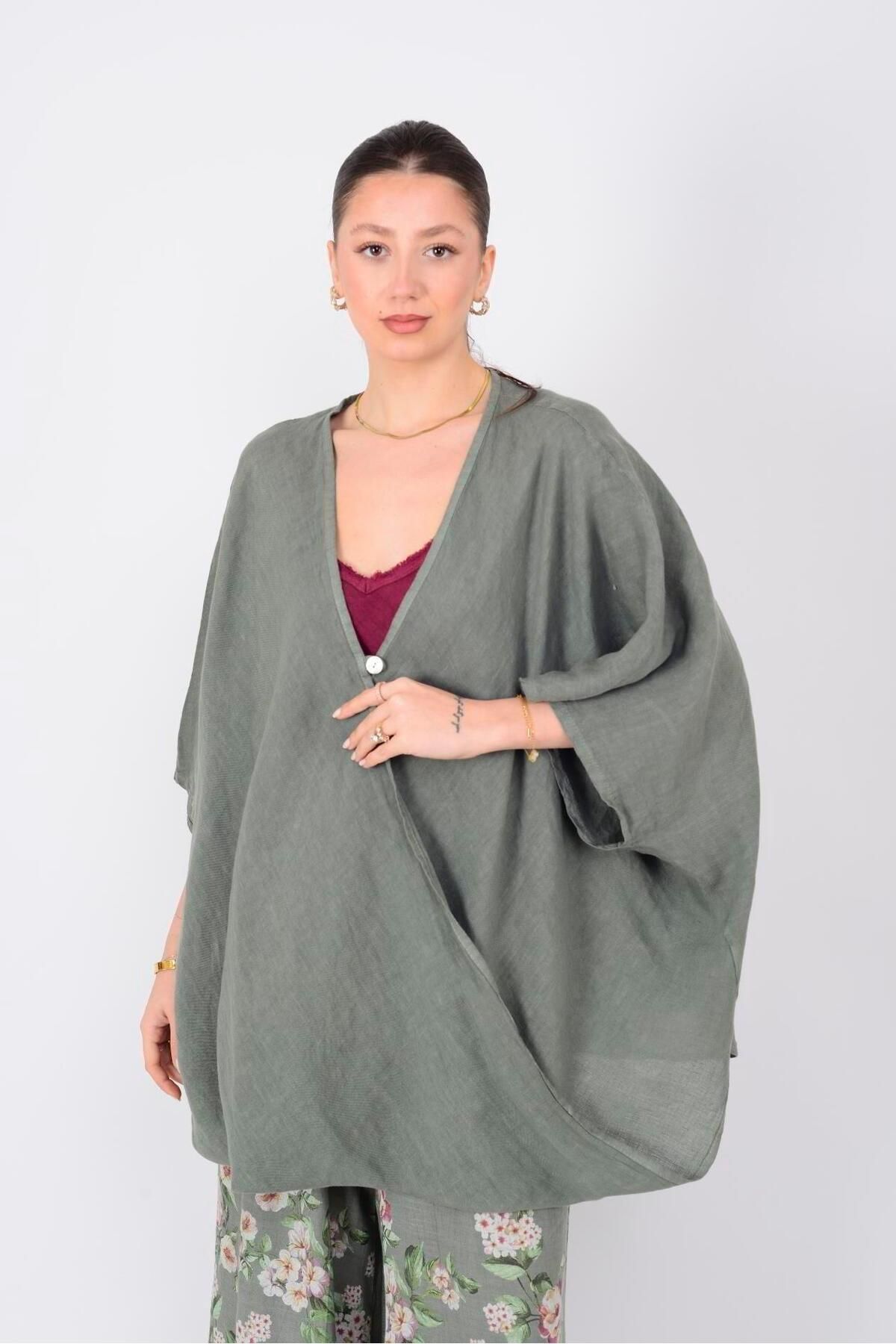 EREN STYLE-Bohemian Double Breasted Single Button Linen Blouse 4