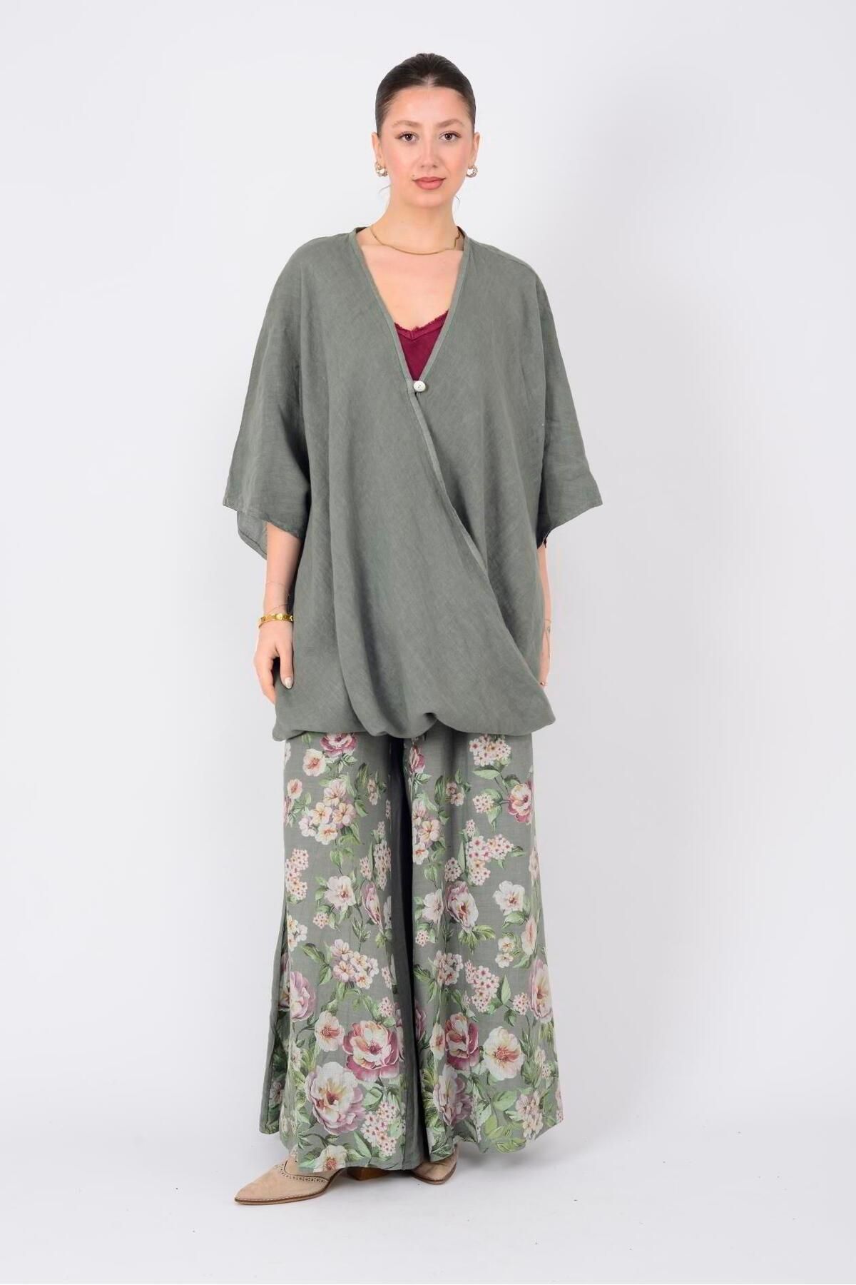 EREN STYLE-Bohemian Double Breasted Single Button Linen Blouse 6