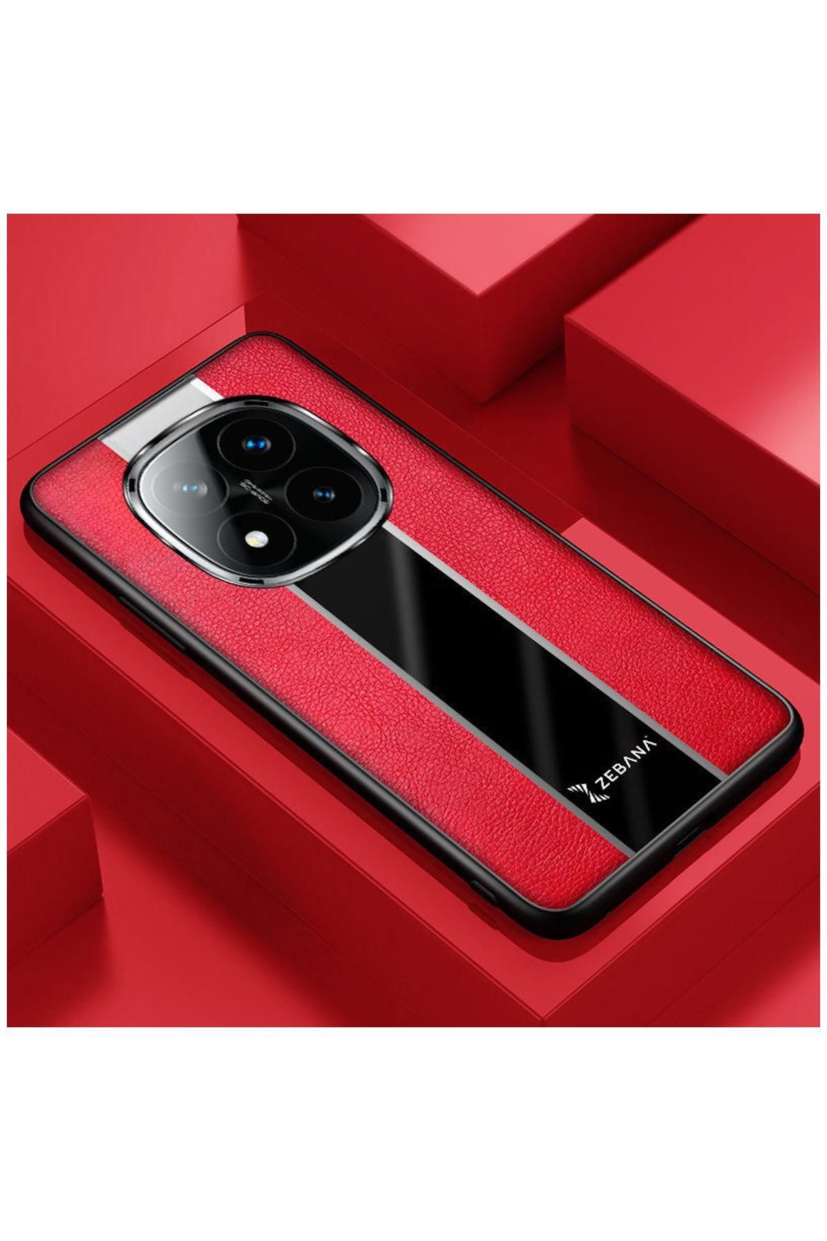 Zebana Xiaomi Poco X7 Uyumlu Kılıf Zebana Premium Deri Kılıf Kırmızı