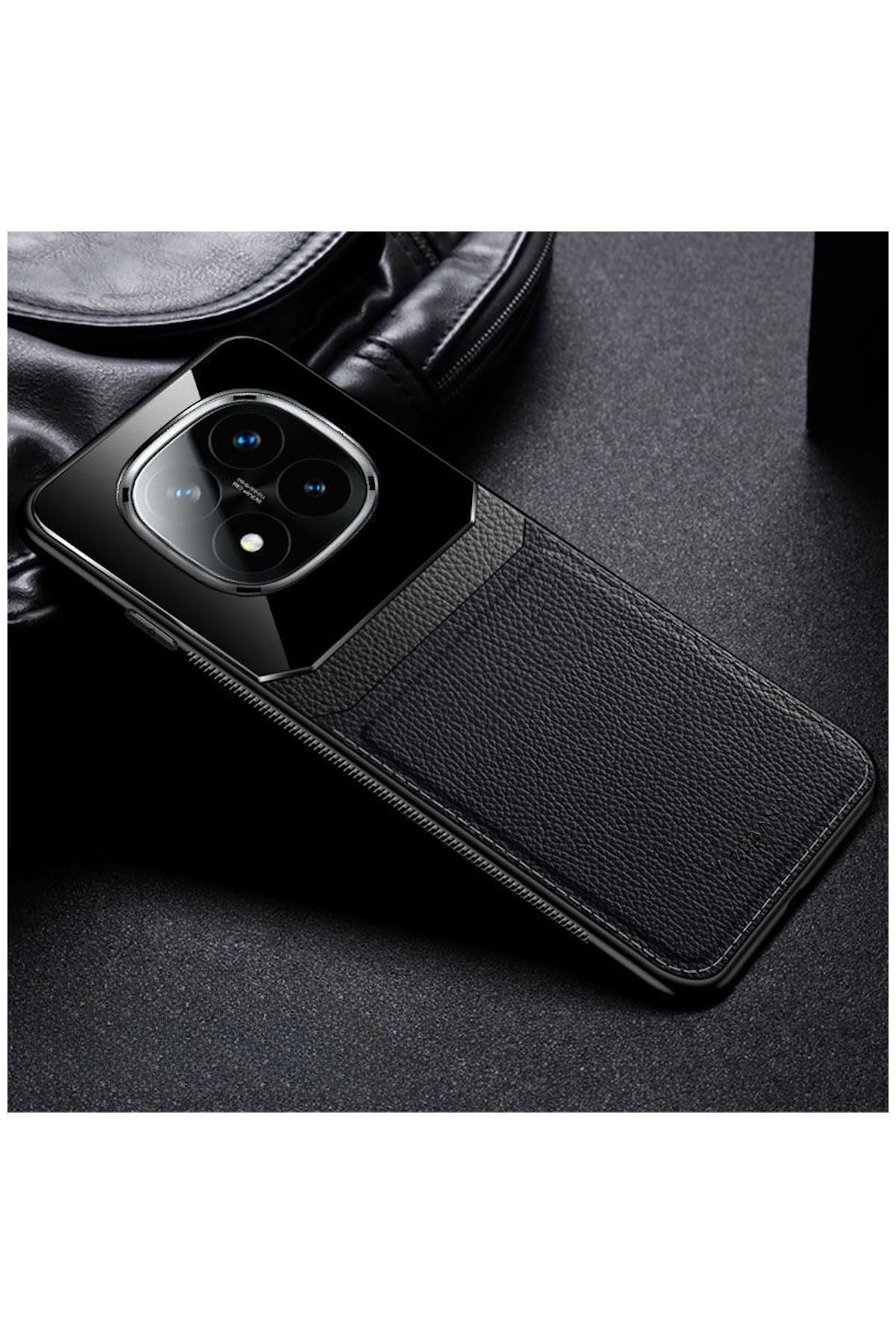 Zebana Xiaomi Poco X7 Uyumlu Kılıf Zebana Lens Deri Kılıf Siyah