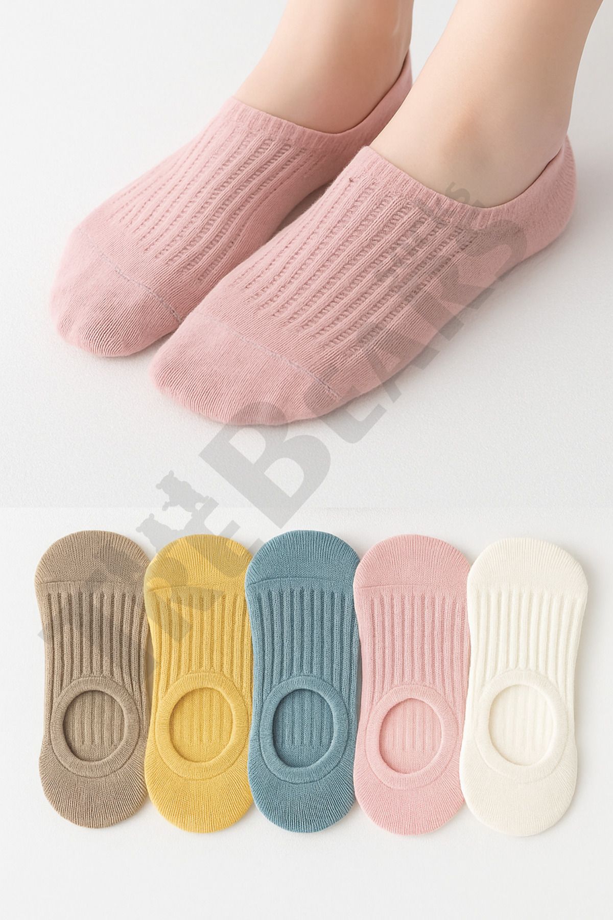 TreBears Kadın Görünmez Sneaker Çorap 5’li Set - Ultra Hafif, Terletmeyen, Renkli & Konforlu