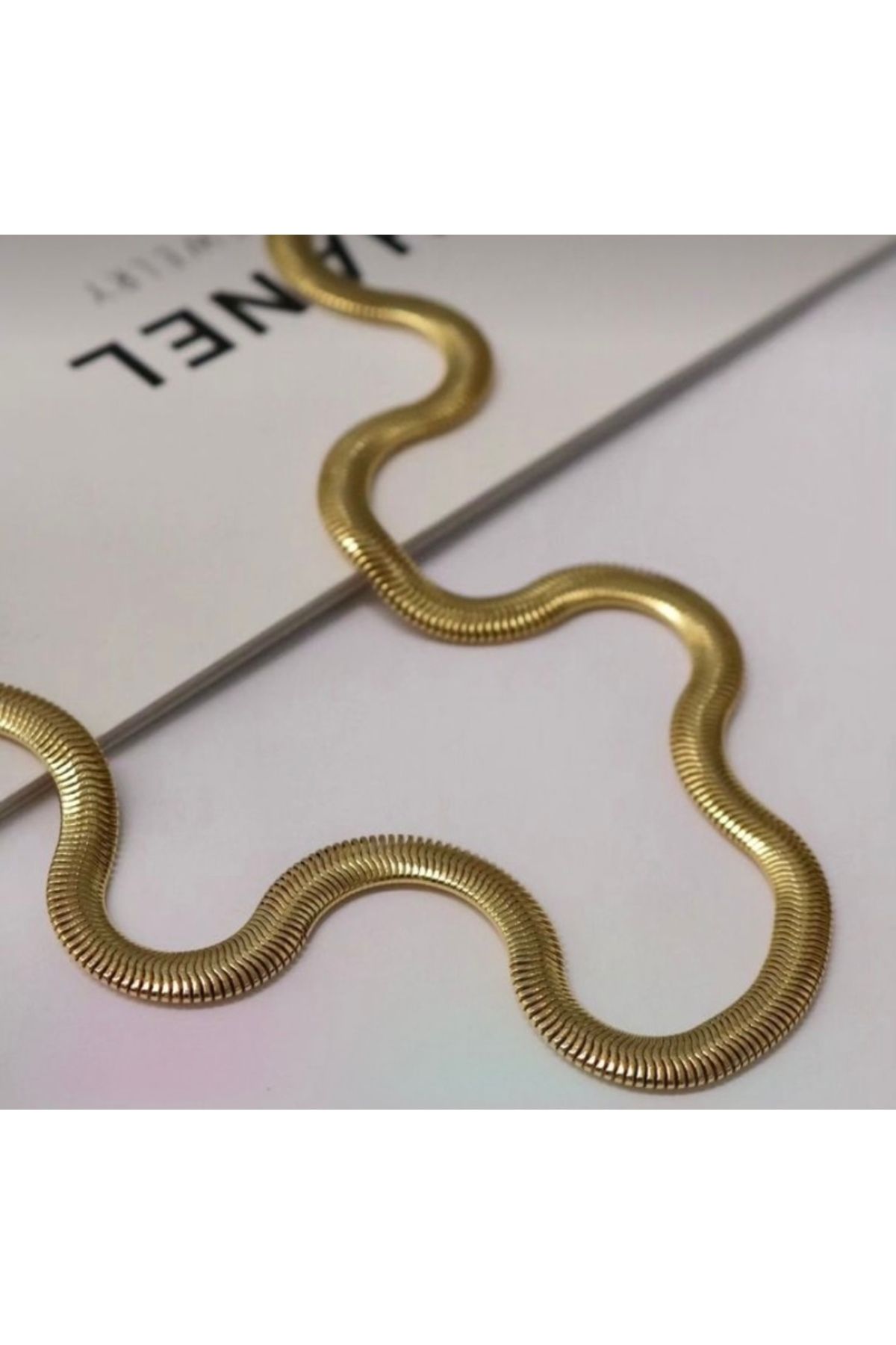GLOWVİA AKSESUAR Snake Chain Yassı Zincir Balık Sırtı Model Gold Pinterest Takıları
